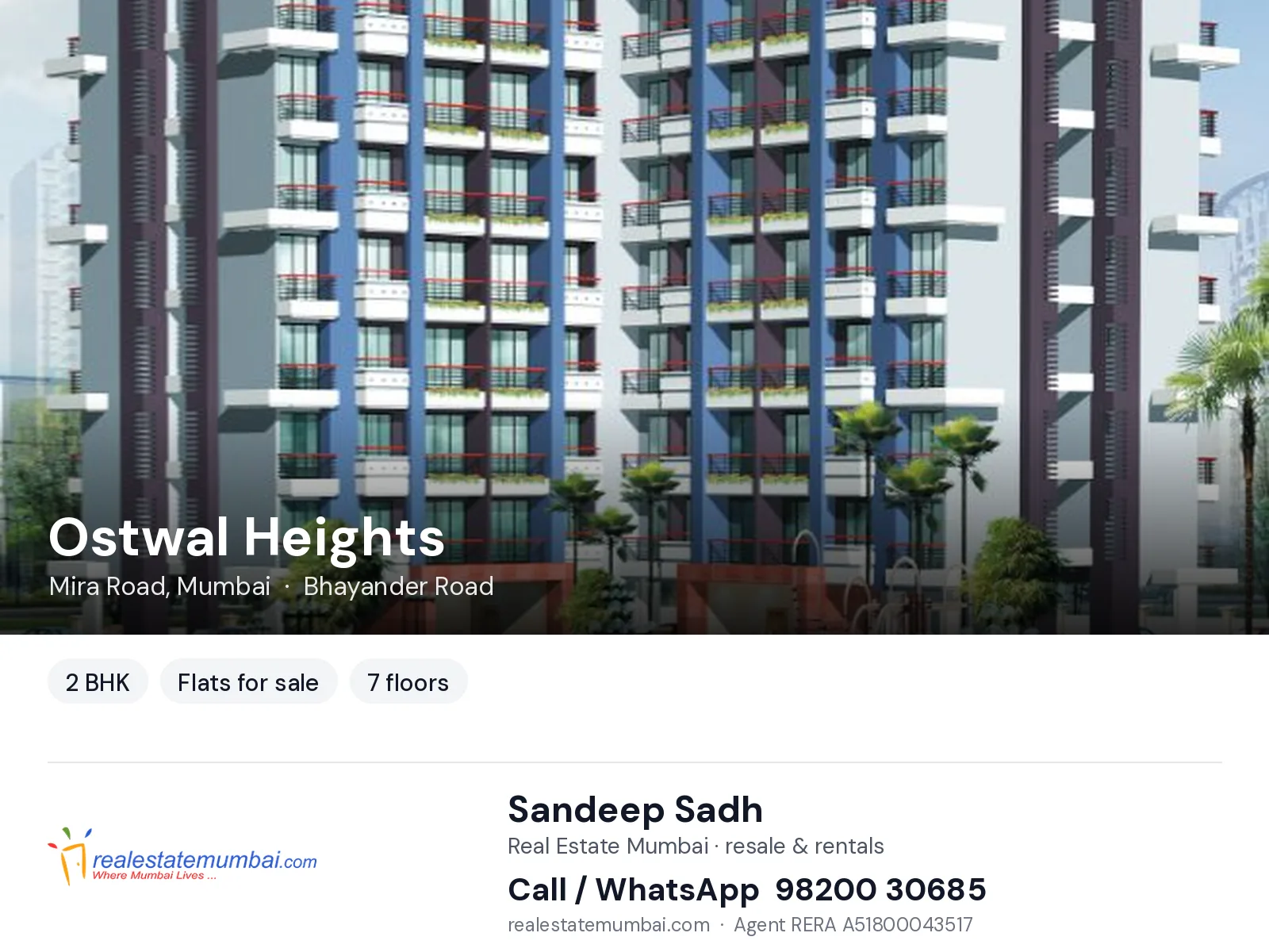 Ostwal Heights, Mira Road, Mumbai — 2 BHK flats for sale | Real Estate Mumbai, Sandeep Sadh 98200 30685