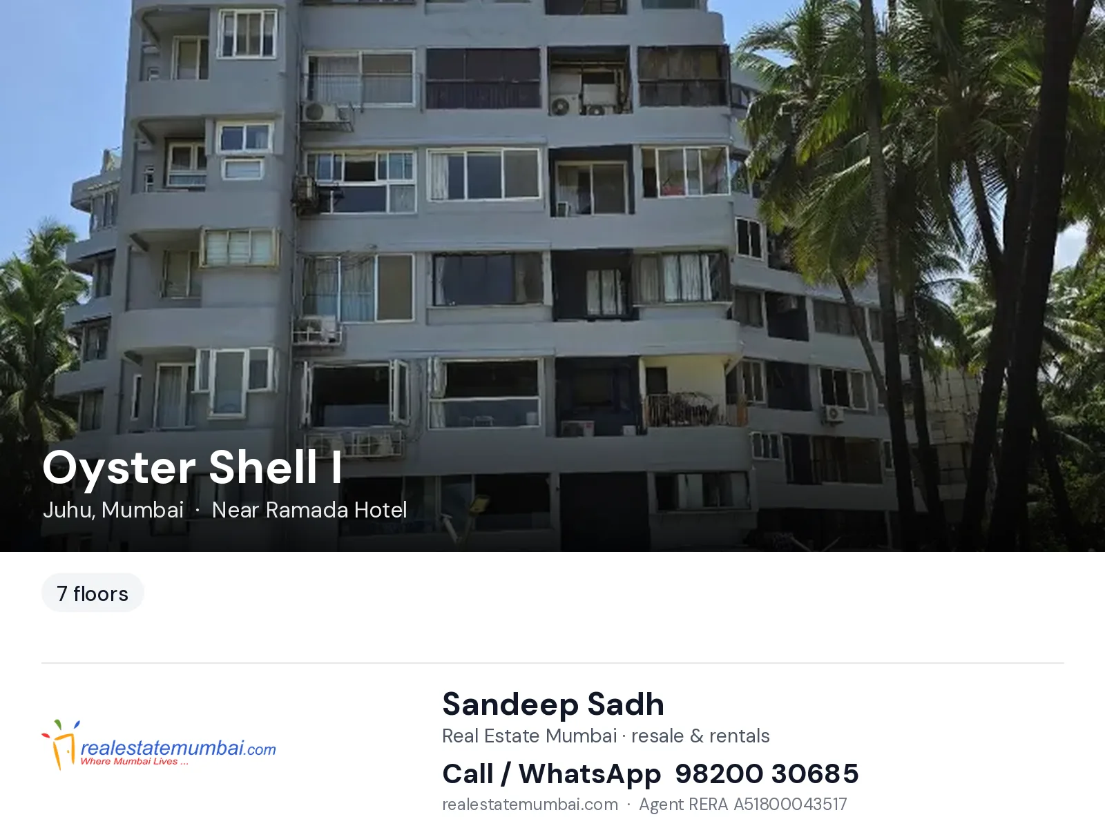 Oyster Shell I, Juhu, Mumbai — flats | Real Estate Mumbai, Sandeep Sadh 98200 30685