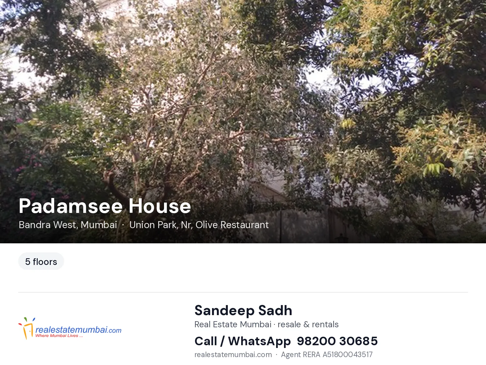 Padamsee House, Bandra West, Mumbai — flats | Real Estate Mumbai, Sandeep Sadh 98200 30685