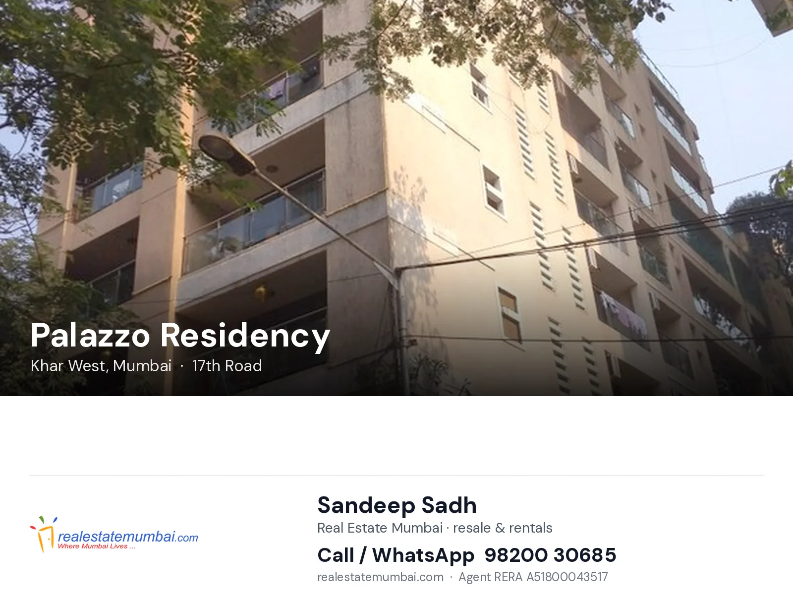Palazzo Residency, Khar West, Mumbai — flats | Real Estate Mumbai, Sandeep Sadh 98200 30685