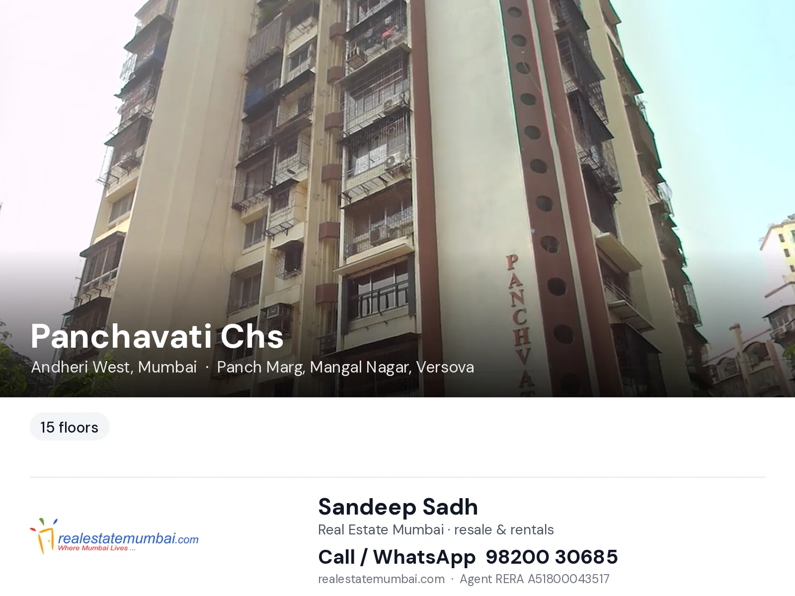 Panchavati Chs, Andheri West, Mumbai — flats | Real Estate Mumbai, Sandeep Sadh 98200 30685