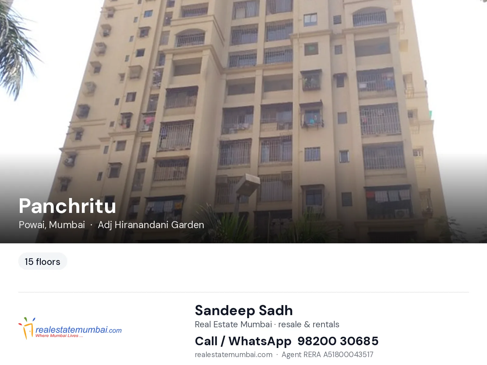 Panchritu, Powai, Mumbai — flats | Real Estate Mumbai, Sandeep Sadh 98200 30685