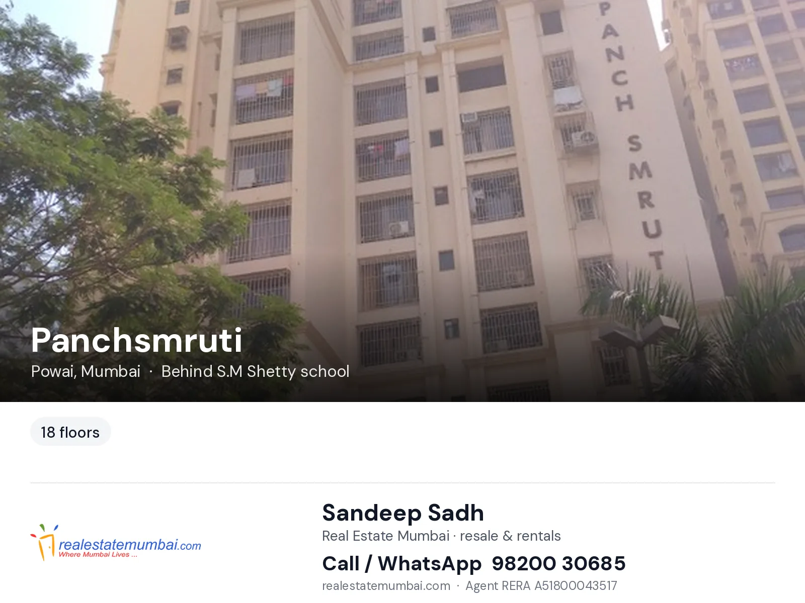 Panchsmruti, Powai, Mumbai — flats | Real Estate Mumbai, Sandeep Sadh 98200 30685