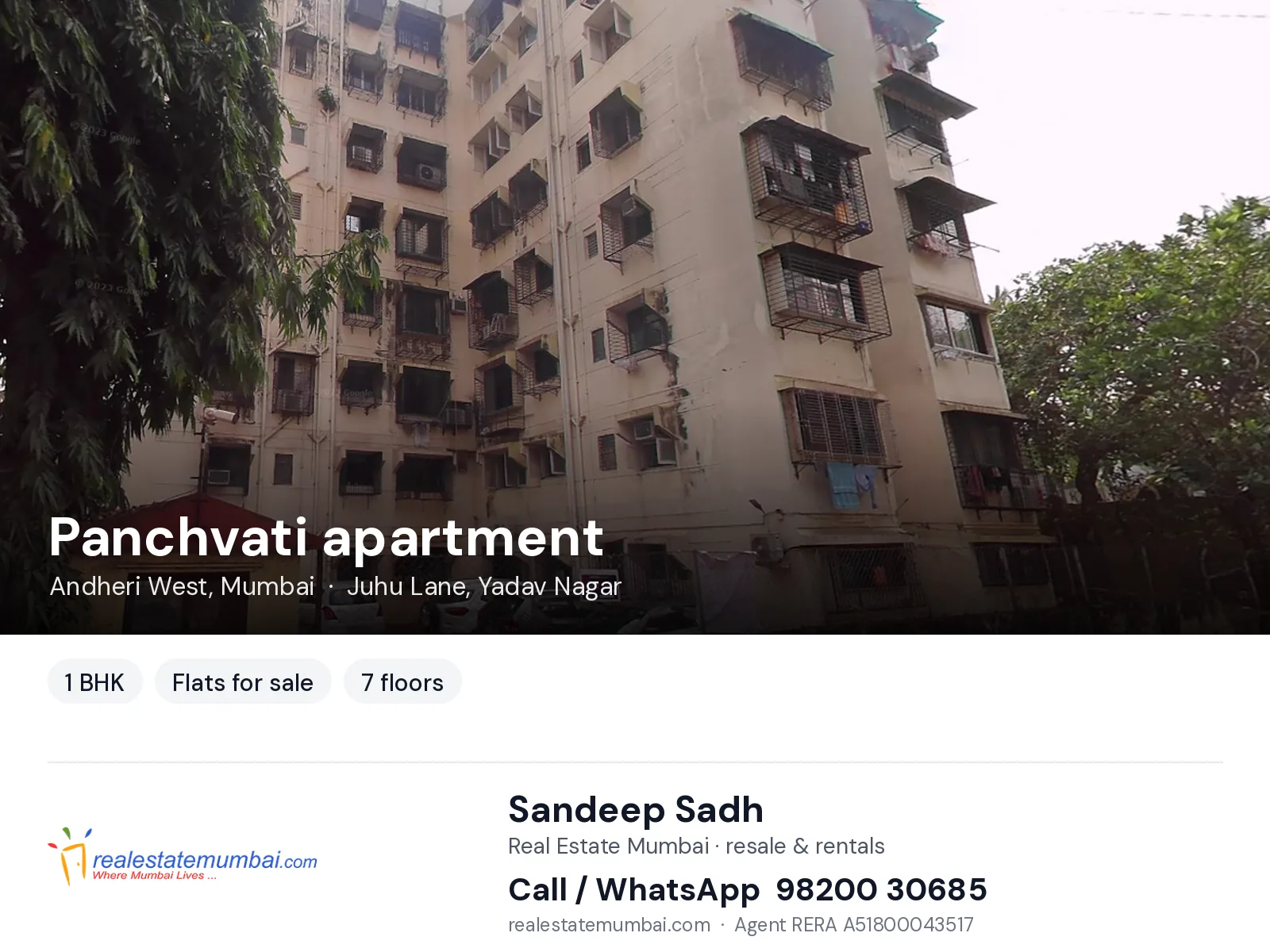Panchvati apartment, Andheri West, Mumbai — 1 BHK flats for sale | Real Estate Mumbai, Sandeep Sadh 98200 30685