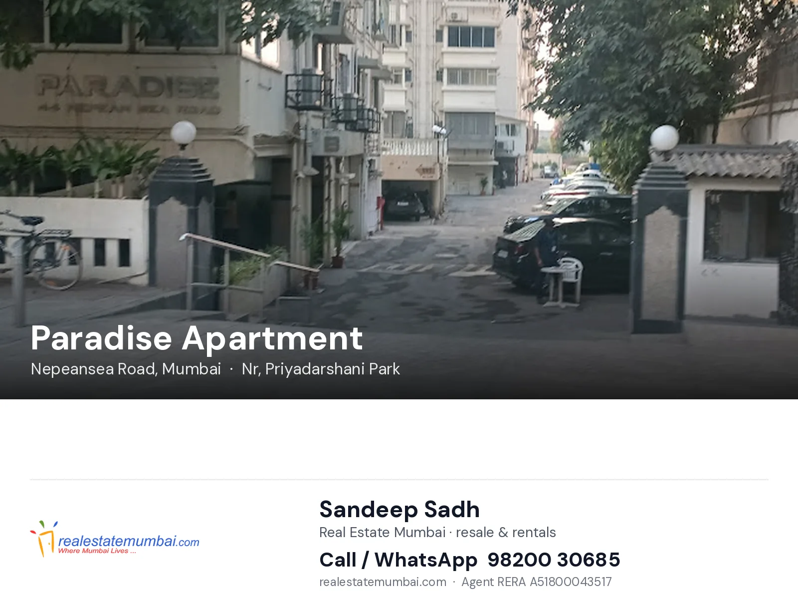Paradise Apartment, Nepeansea Road, Mumbai — flats | Real Estate Mumbai, Sandeep Sadh 98200 30685