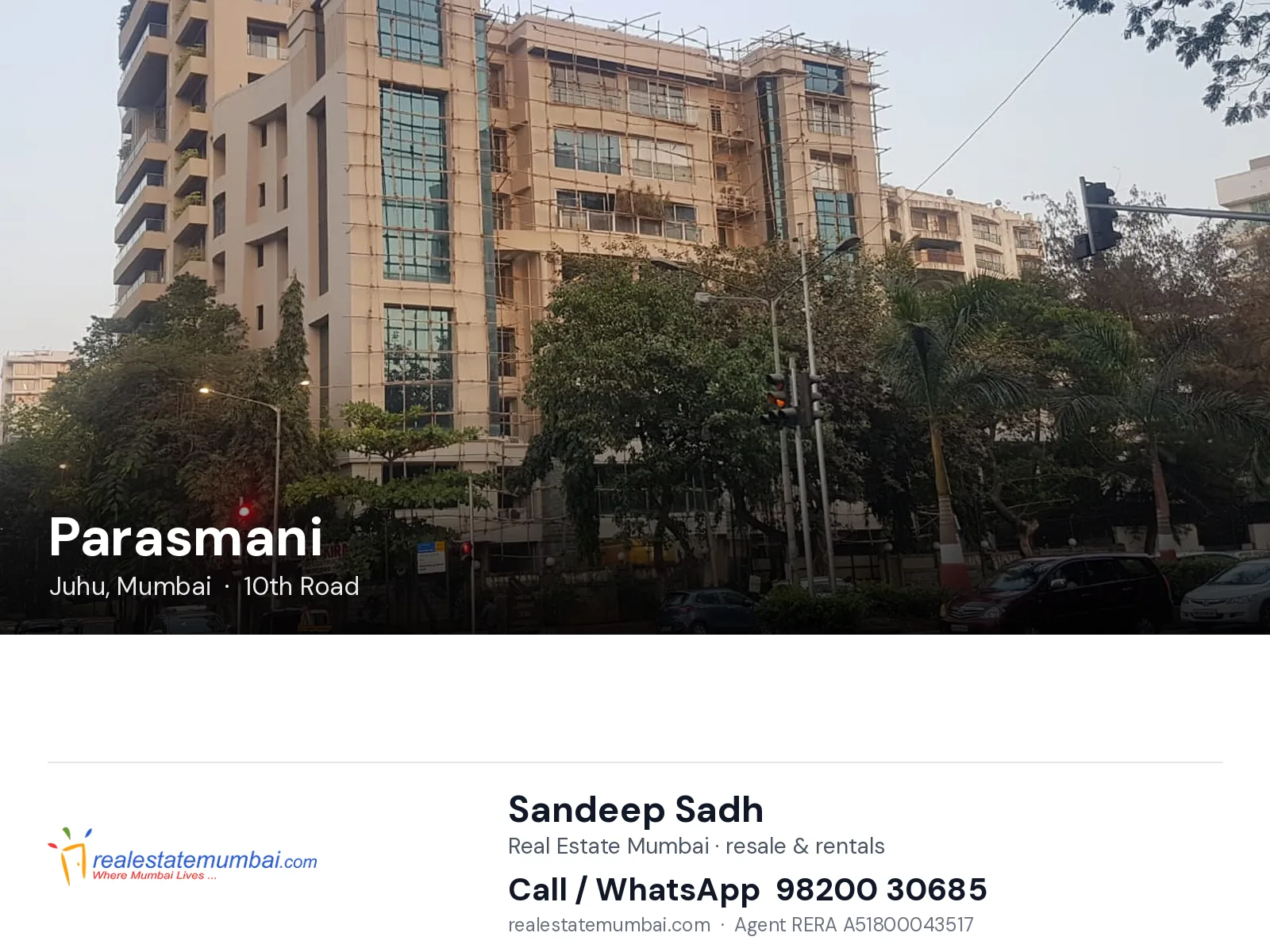 Parasmani, Juhu, Mumbai — flats | Real Estate Mumbai, Sandeep Sadh 98200 30685