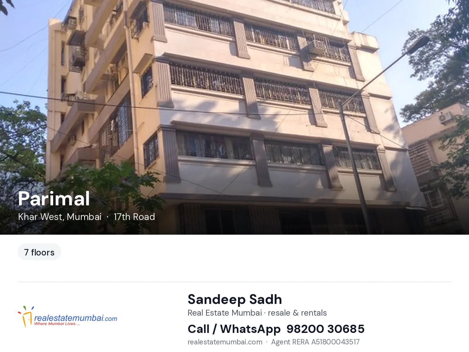 Parimal, Khar West, Mumbai — flats | Real Estate Mumbai, Sandeep Sadh 98200 30685