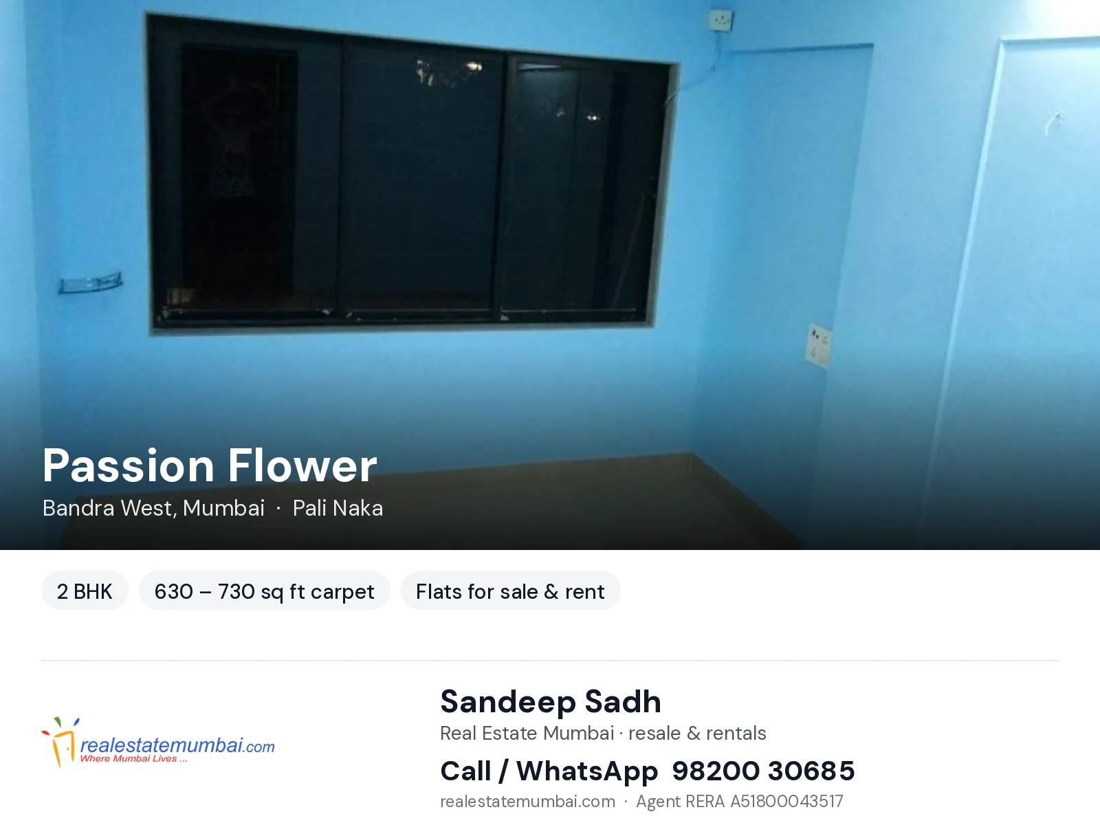 Passion Flower, Bandra West, Mumbai — 2 BHK flats for sale & rent | Real Estate Mumbai, Sandeep Sadh 98200 30685