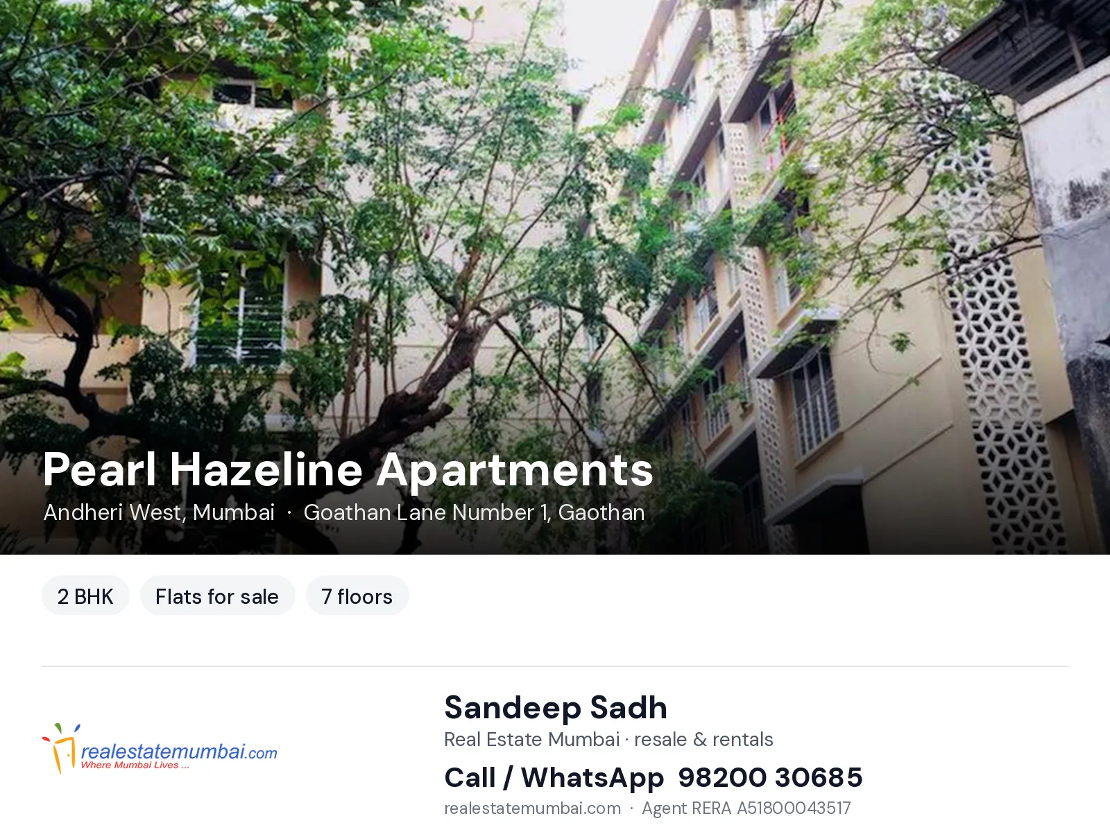 Pearl Hazeline Apartments, Andheri West, Mumbai — 2 BHK flats for sale | Real Estate Mumbai, Sandeep Sadh 98200 30685