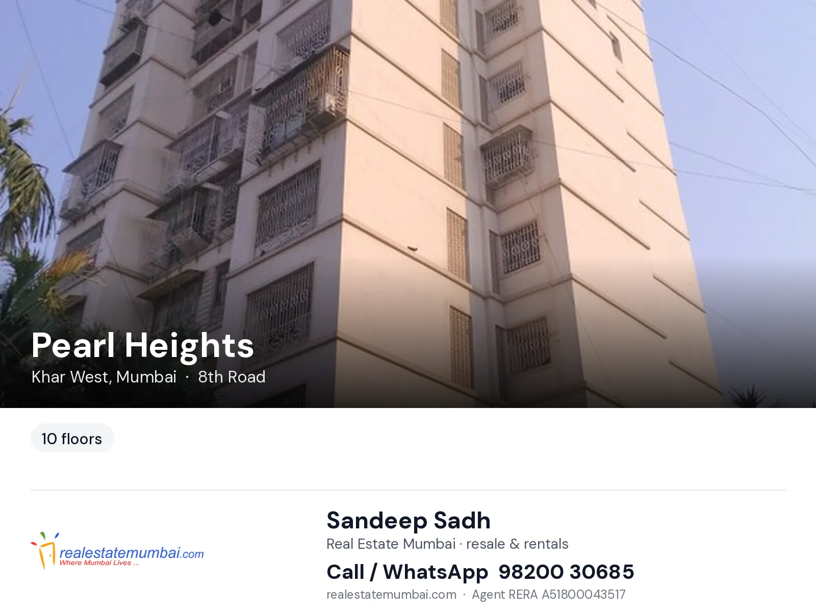 Pearl Heights, Khar West, Mumbai — flats | Real Estate Mumbai, Sandeep Sadh 98200 30685