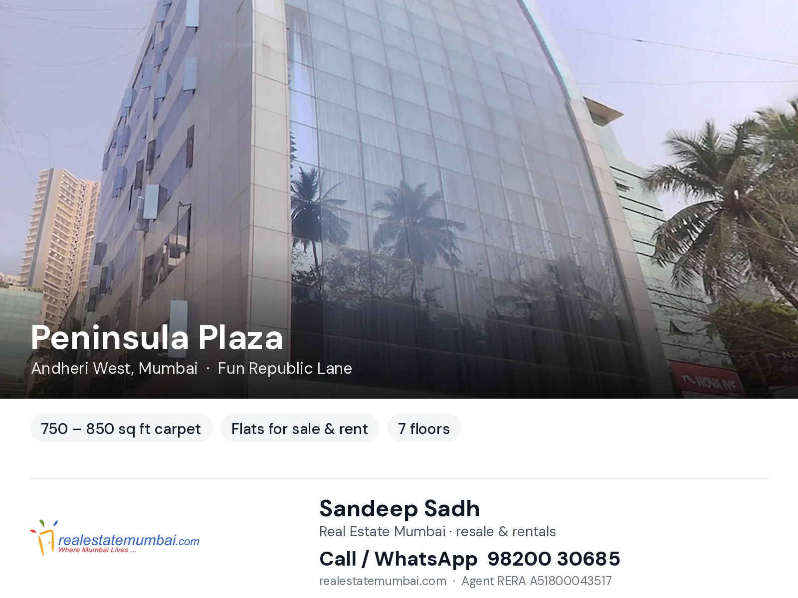 Peninsula Plaza, Andheri West, Mumbai — flats for sale & rent | Real Estate Mumbai, Sandeep Sadh 98200 30685