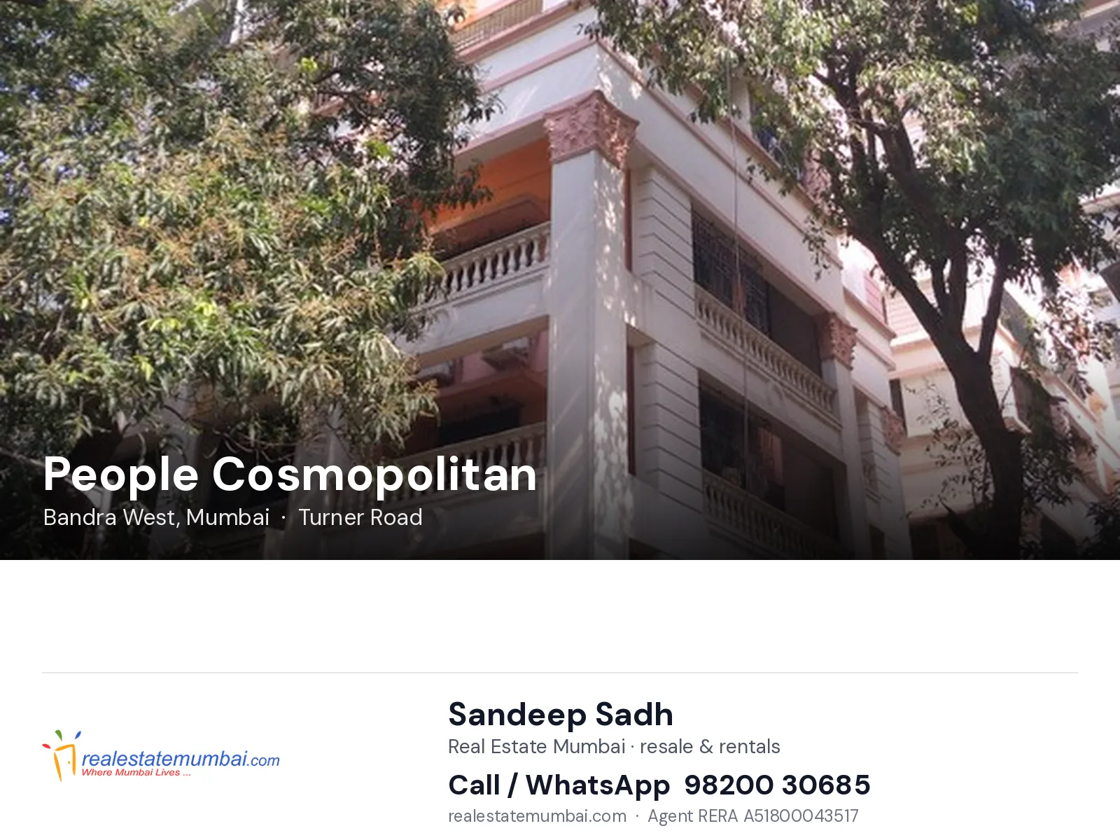 People Cosmopolitan, Bandra West, Mumbai — flats | Real Estate Mumbai, Sandeep Sadh 98200 30685