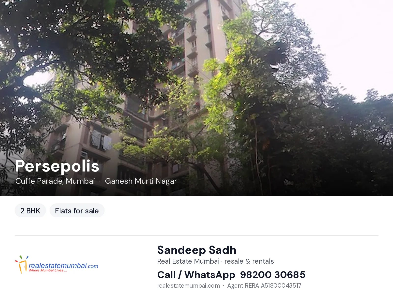 Persepolis, Cuffe Parade, Mumbai — 2 BHK flats for sale | Real Estate Mumbai, Sandeep Sadh 98200 30685