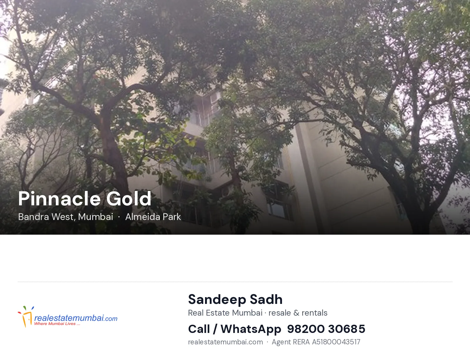 Pinnacle Gold, Bandra West, Mumbai — flats | Real Estate Mumbai, Sandeep Sadh 98200 30685