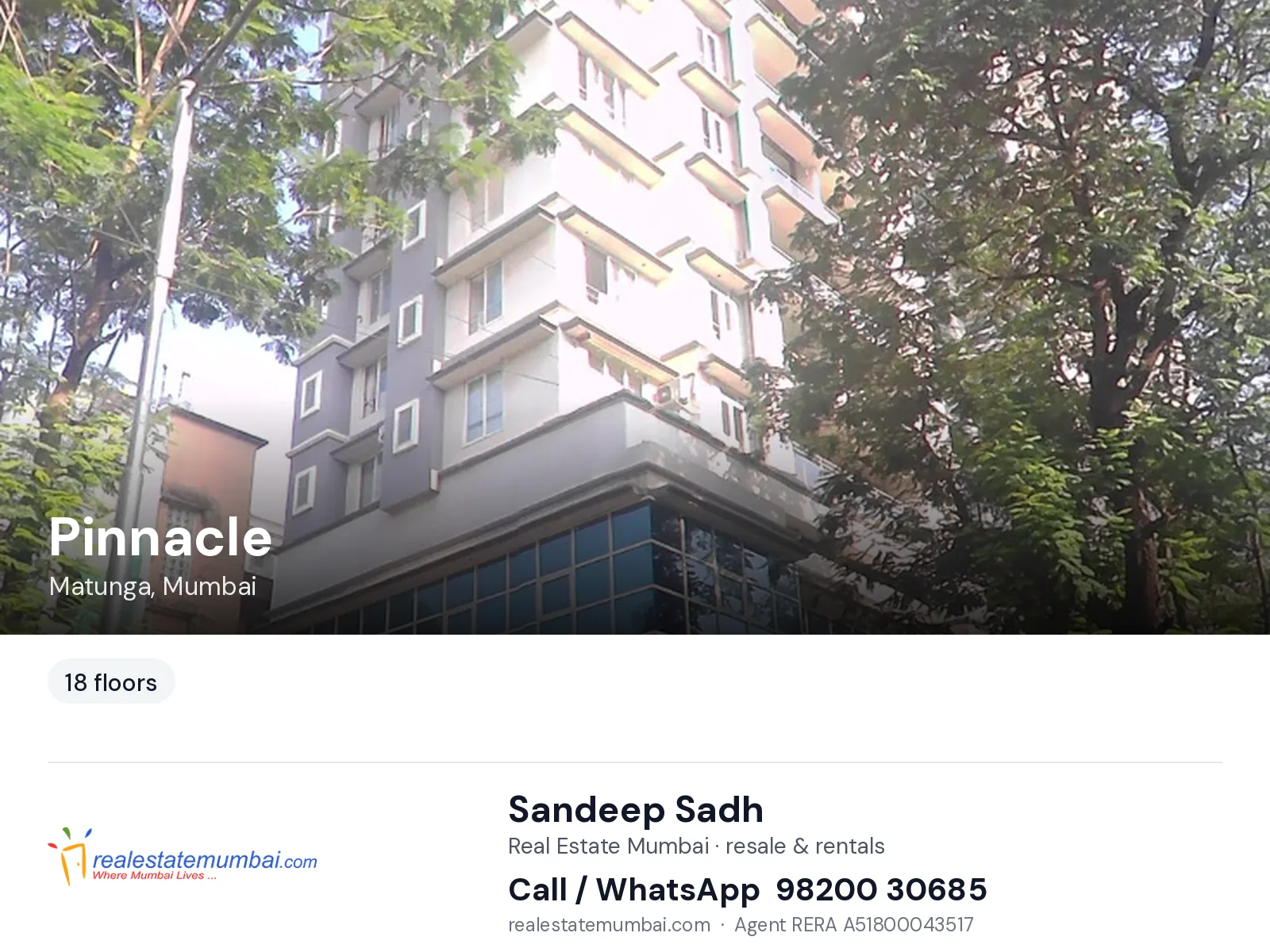 Pinnacle, Matunga, Mumbai — flats | Real Estate Mumbai, Sandeep Sadh 98200 30685