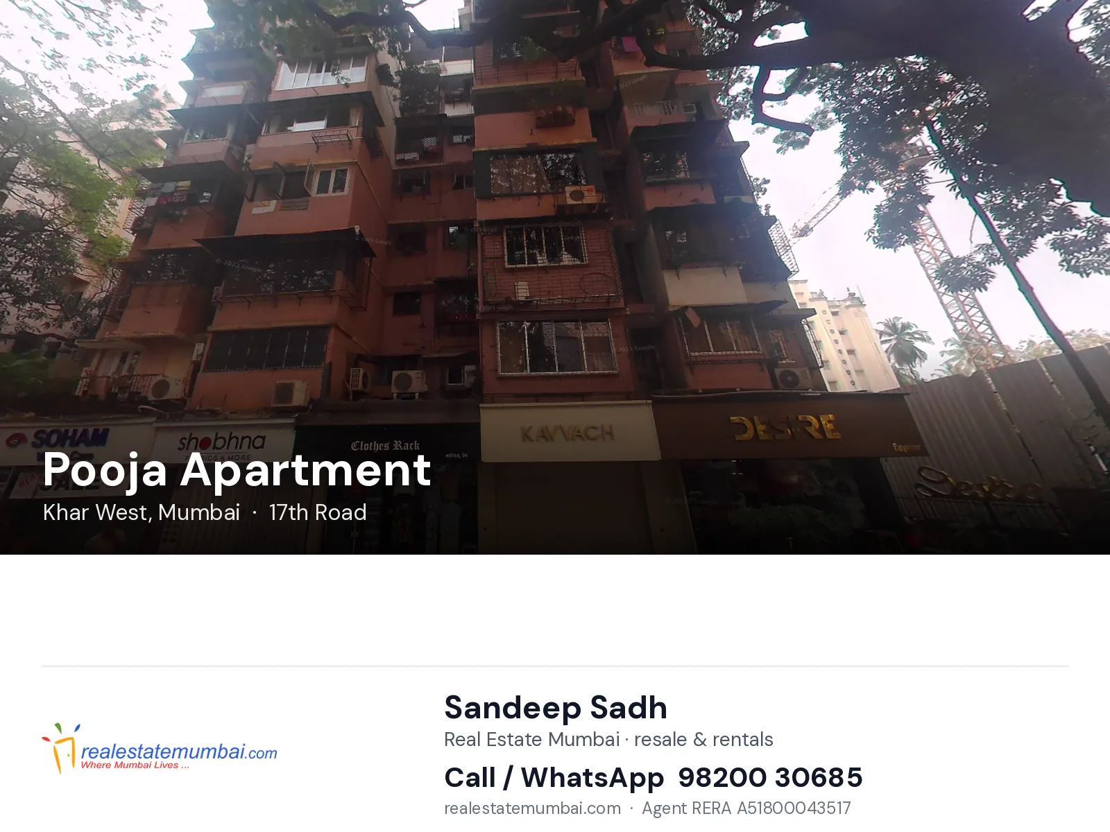 Pooja Apartment, Khar West, Mumbai — flats | Real Estate Mumbai, Sandeep Sadh 98200 30685
