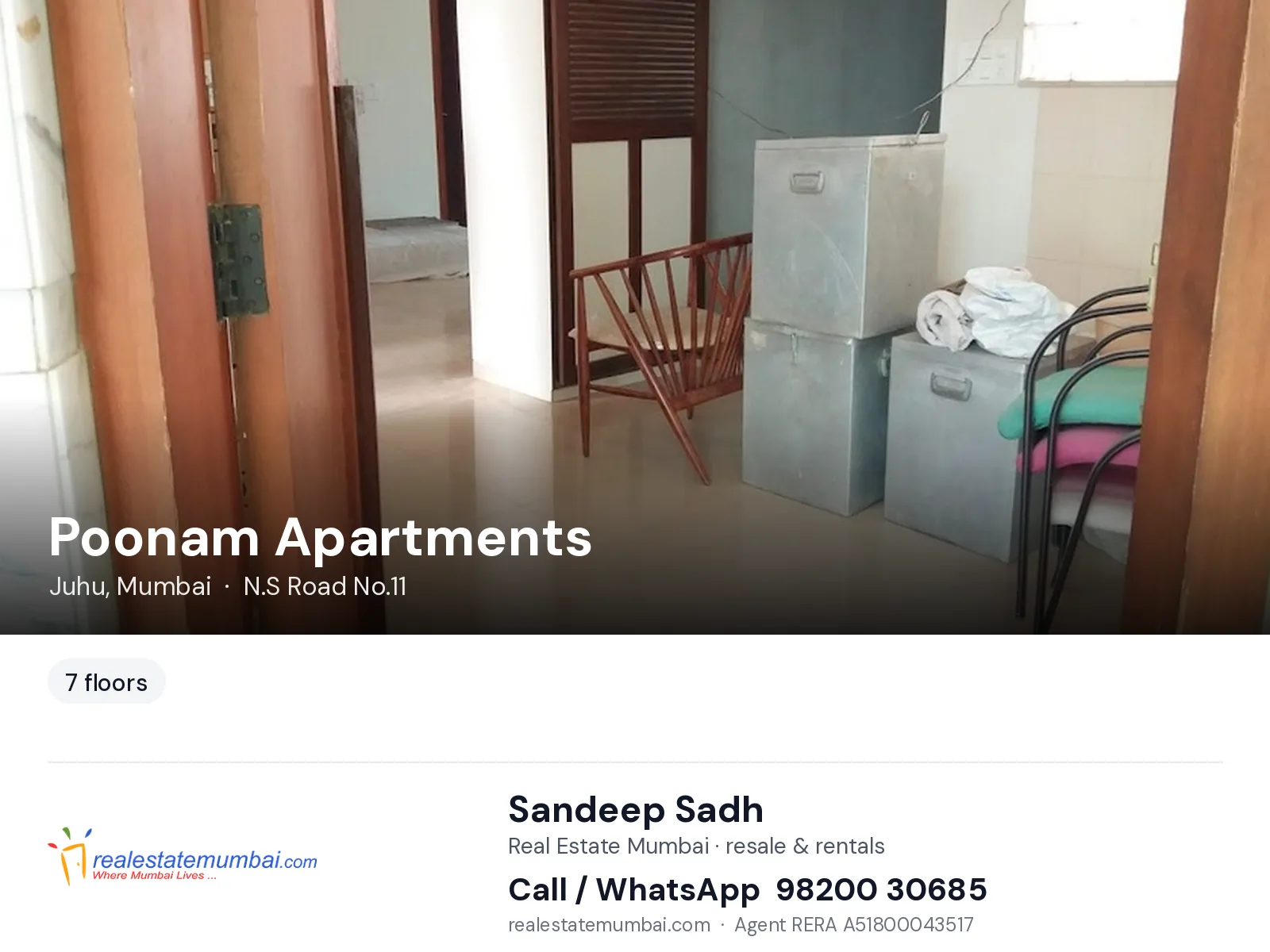 Poonam Apartments, Juhu, Mumbai — flats | Real Estate Mumbai, Sandeep Sadh 98200 30685