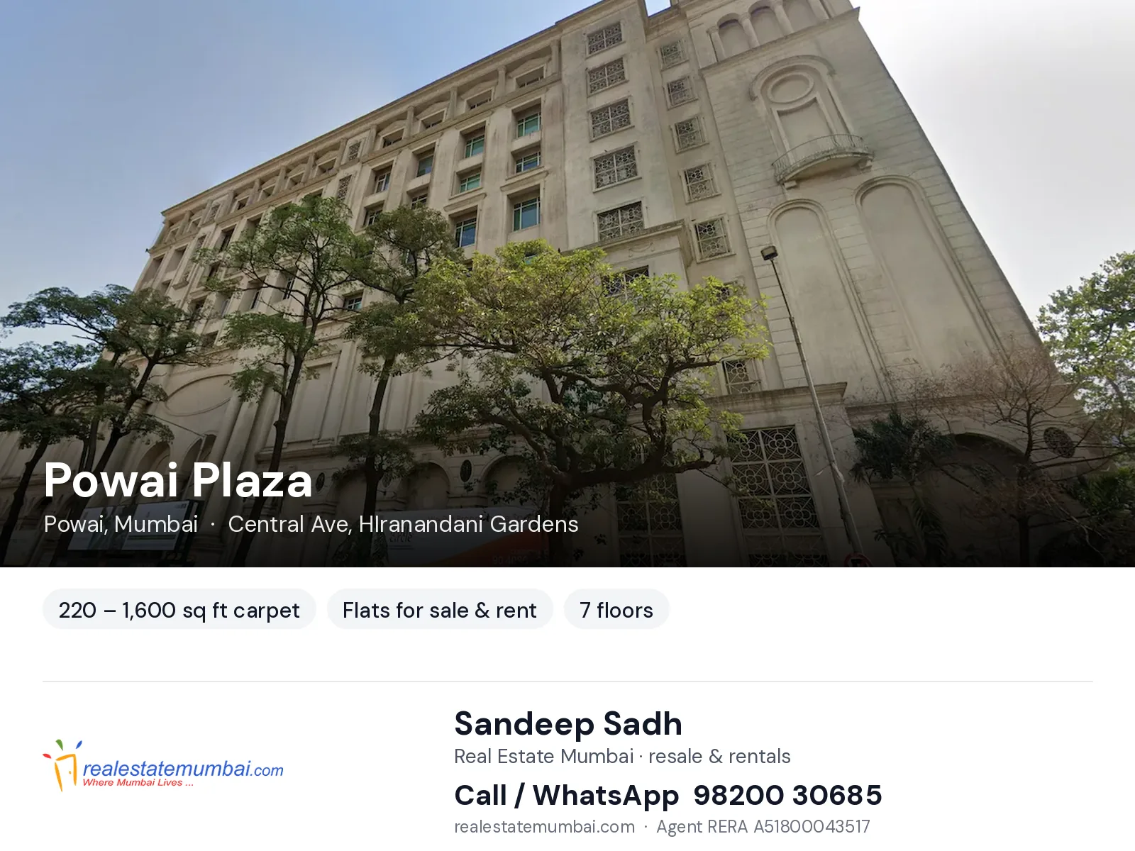 Powai Plaza, Powai, Mumbai — flats for sale & rent | Real Estate Mumbai, Sandeep Sadh 98200 30685