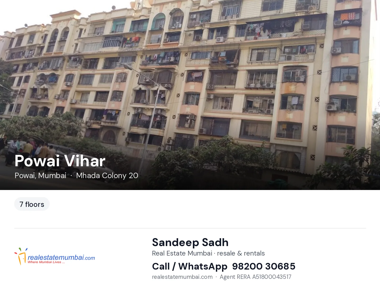 Powai Vihar, Powai, Mumbai — flats | Real Estate Mumbai, Sandeep Sadh 98200 30685