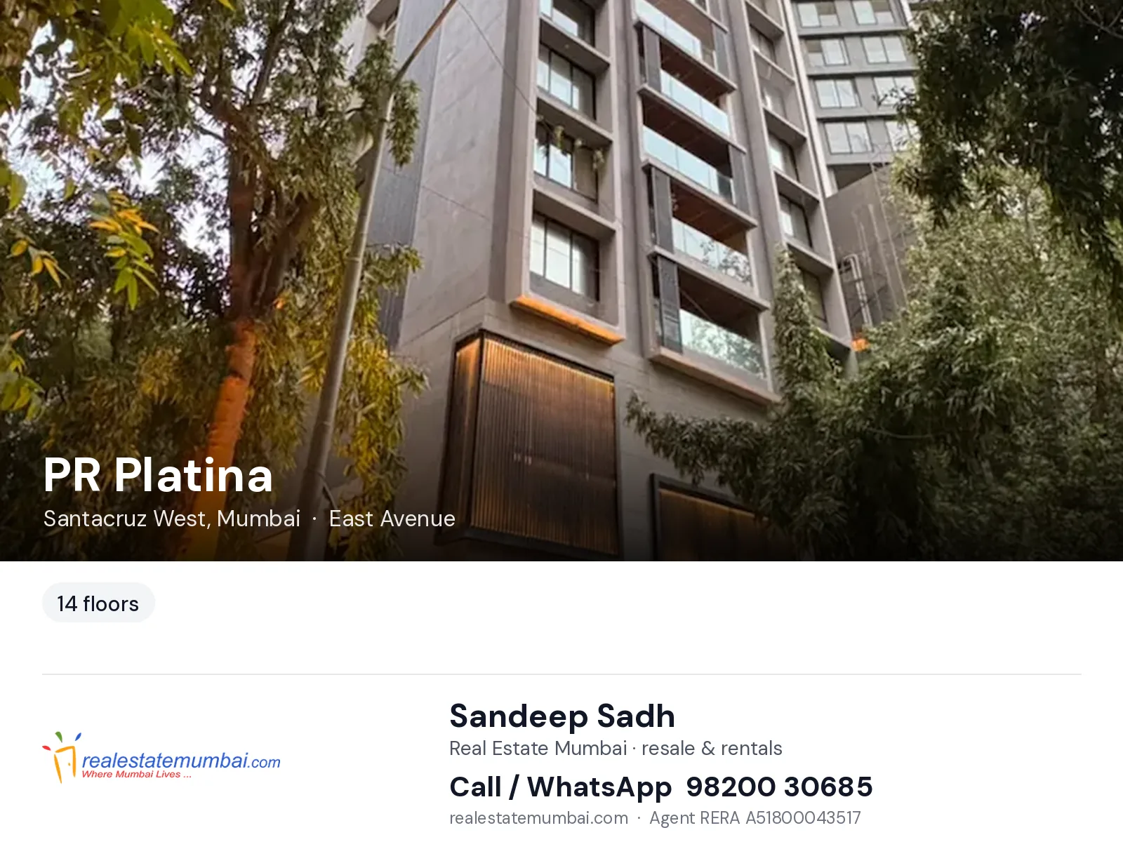 PR Platina, Santacruz West, Mumbai — flats | Real Estate Mumbai, Sandeep Sadh 98200 30685