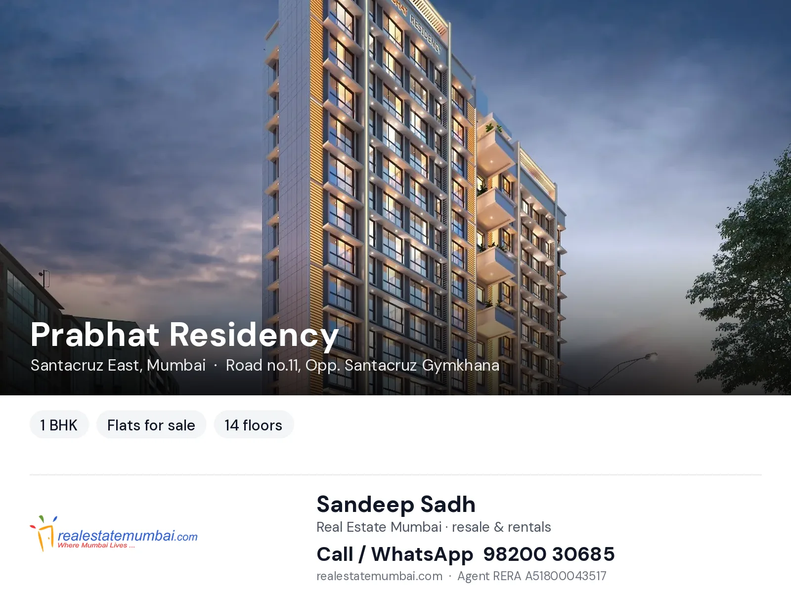 Prabhat Residency, Santacruz East, Mumbai — 1 BHK flats for sale | Real Estate Mumbai, Sandeep Sadh 98200 30685