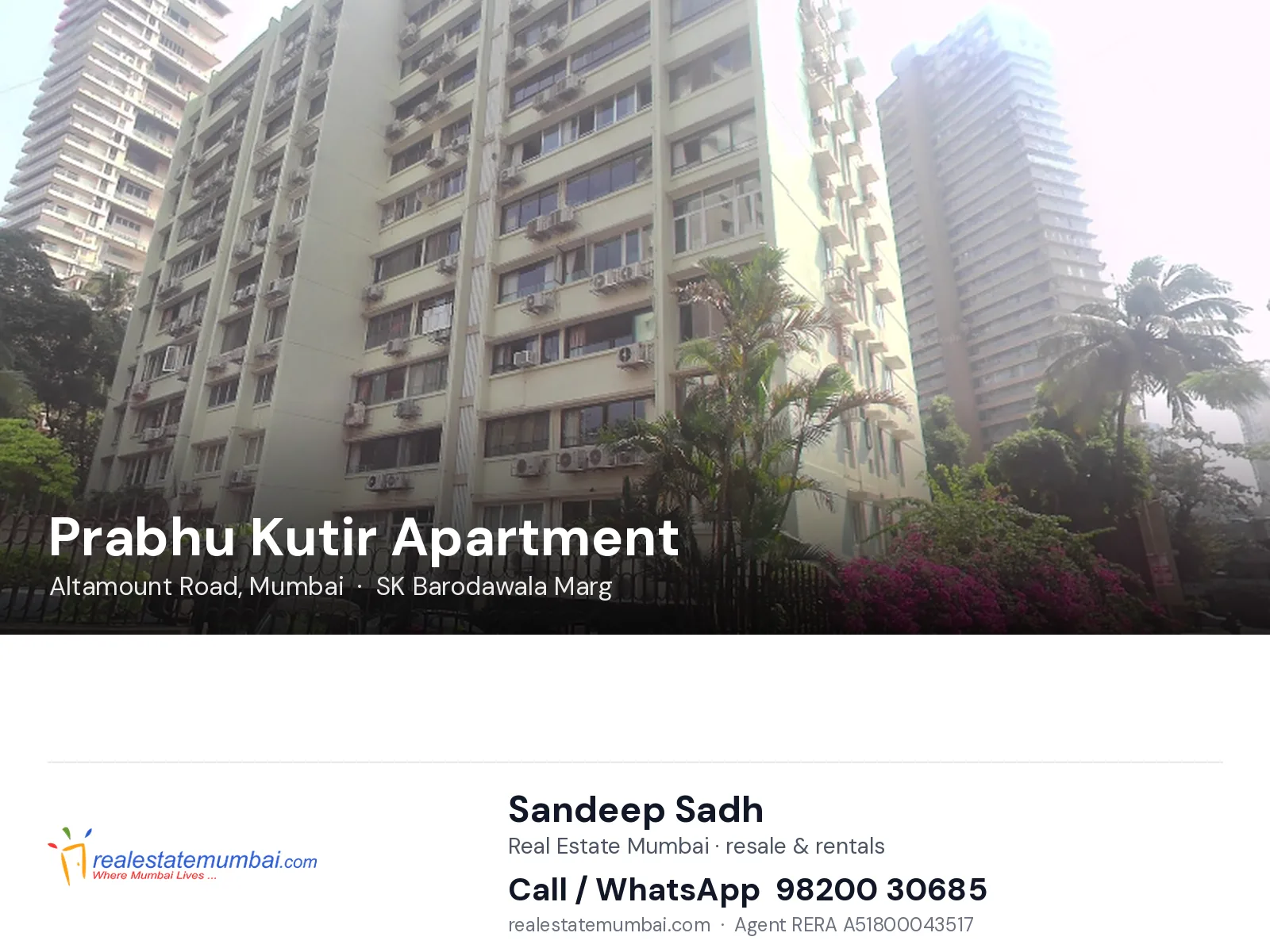 Prabhu Kutir Apartment, Altamount Road, Mumbai — flats | Real Estate Mumbai, Sandeep Sadh 98200 30685