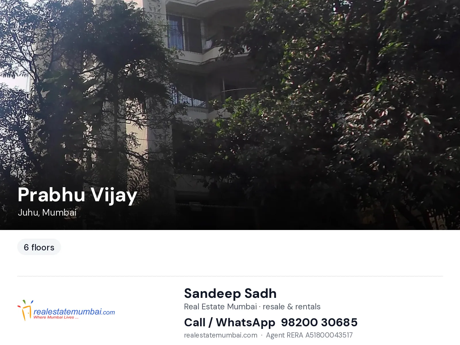 Prabhu Vijay, Juhu, Mumbai — flats | Real Estate Mumbai, Sandeep Sadh 98200 30685