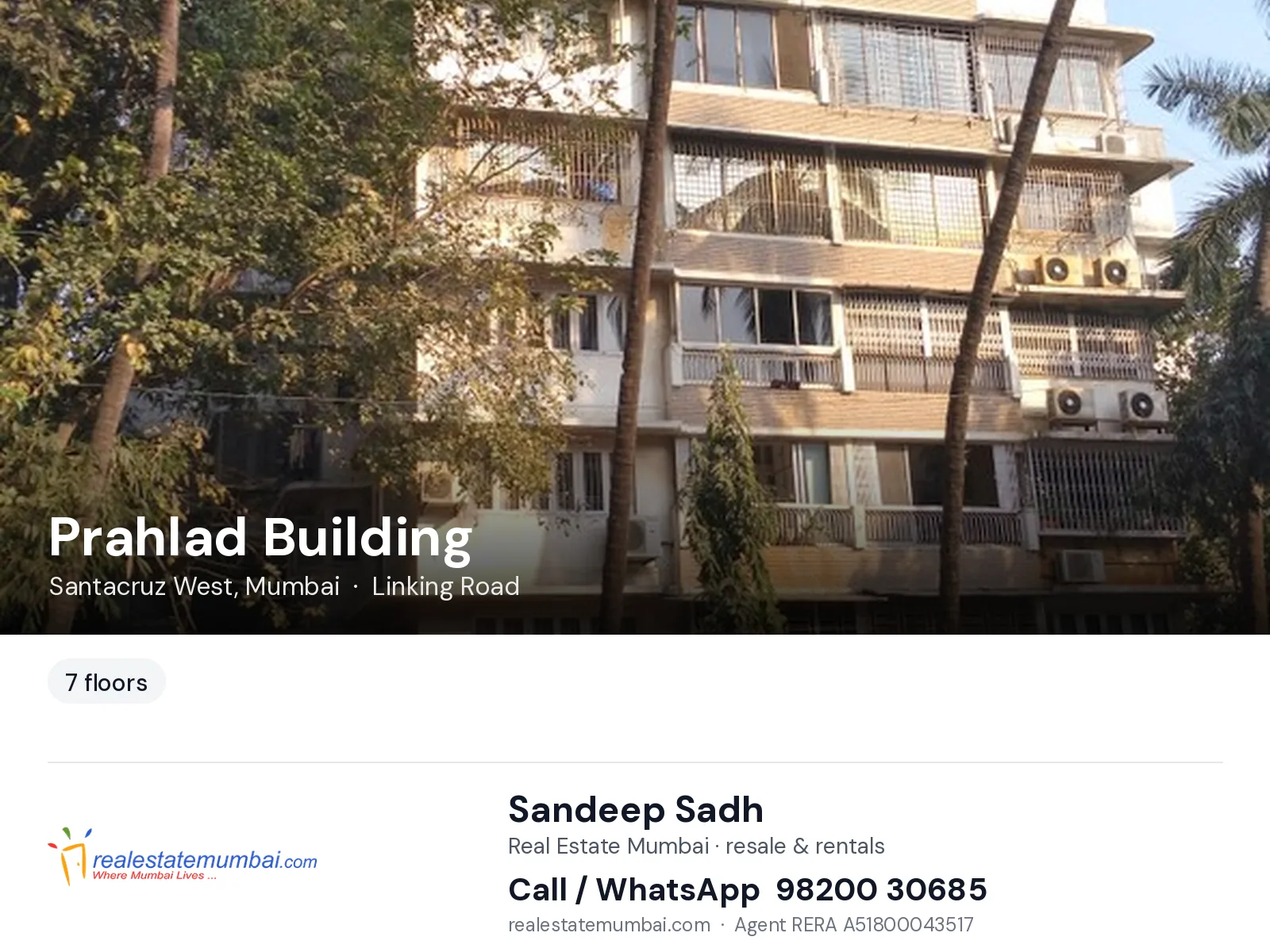 Prahlad Building, Santacruz West, Mumbai — flats | Real Estate Mumbai, Sandeep Sadh 98200 30685