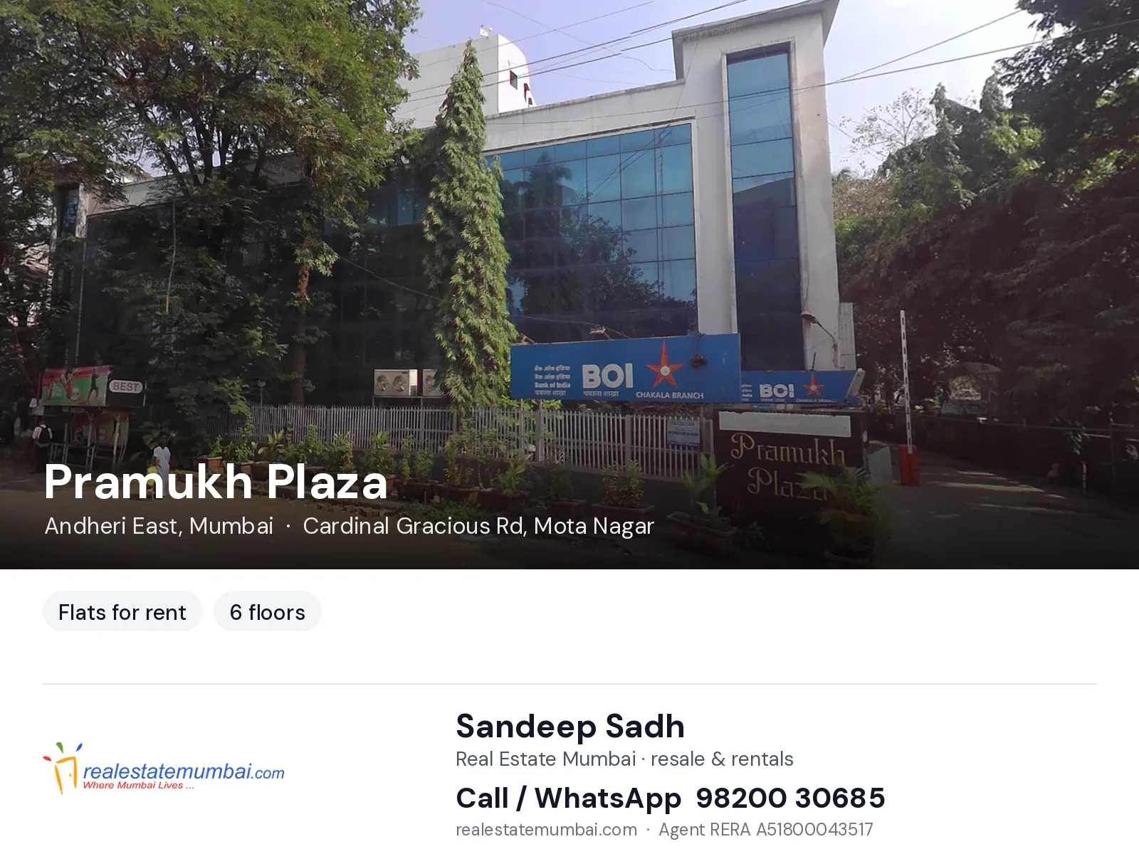 Pramukh Plaza, Andheri East, Mumbai — flats for rent | Real Estate Mumbai, Sandeep Sadh 98200 30685
