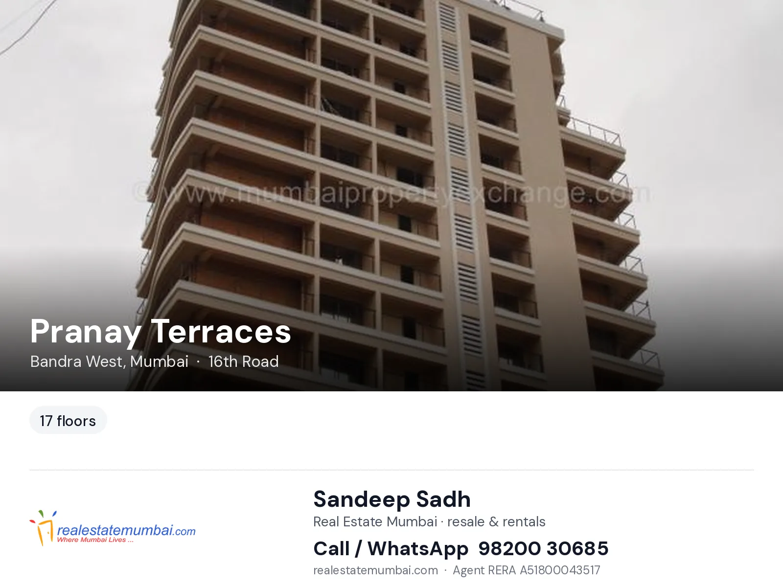 Pranay Terraces, Bandra West, Mumbai — flats | Real Estate Mumbai, Sandeep Sadh 98200 30685