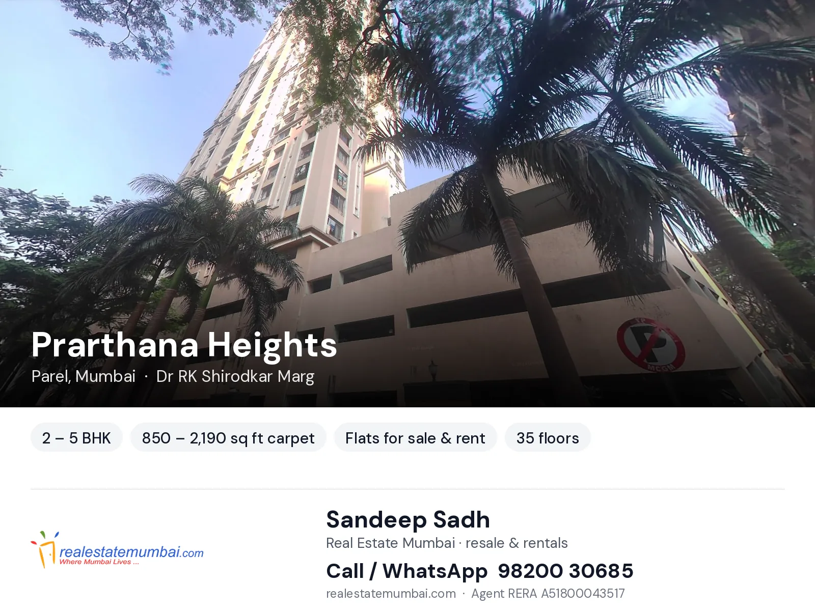 Prarthana Heights, Parel, Mumbai — 2 – 5 BHK flats for sale & rent | Real Estate Mumbai, Sandeep Sadh 98200 30685