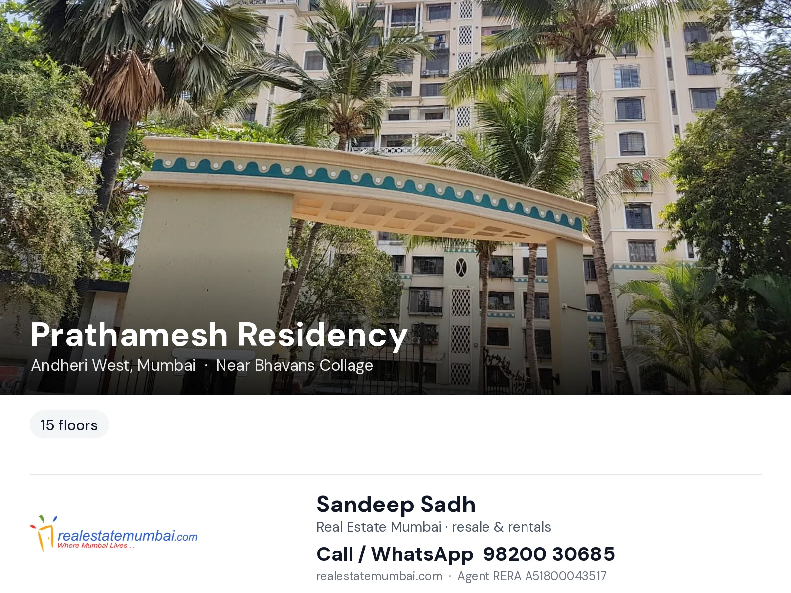 Prathamesh Residency, Andheri West, Mumbai — flats | Real Estate Mumbai, Sandeep Sadh 98200 30685