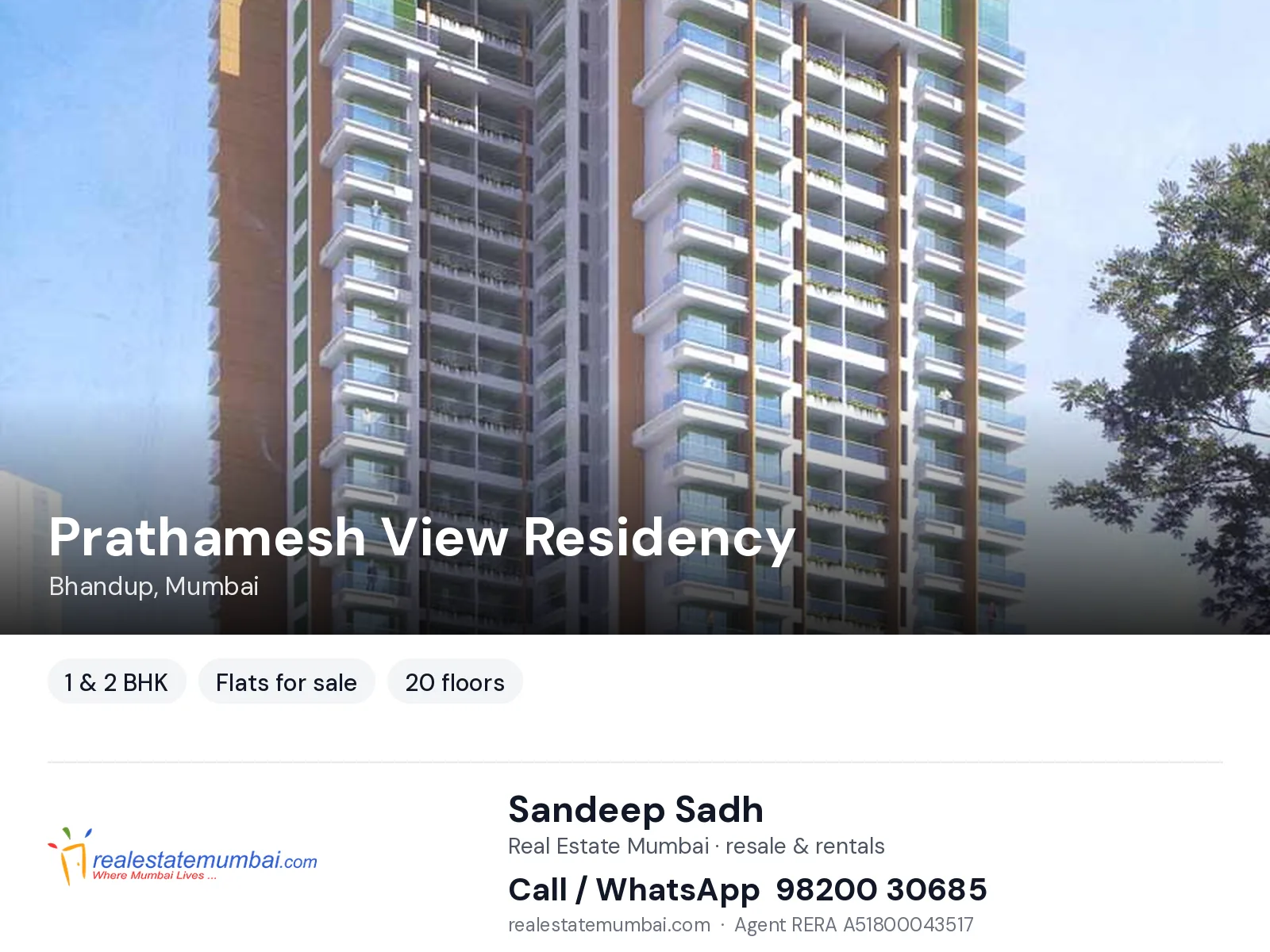 Prathamesh View Residency, Bhandup, Mumbai — 1 & 2 BHK flats for sale | Real Estate Mumbai, Sandeep Sadh 98200 30685