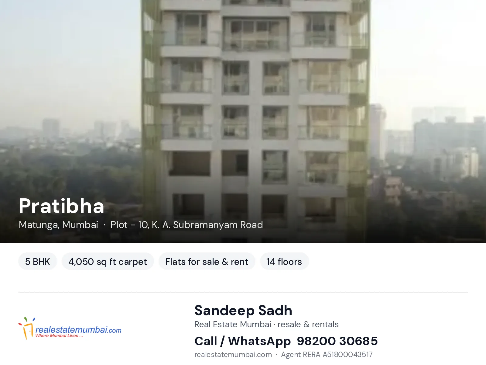 Pratibha, Matunga, Mumbai — 5 BHK flats for sale & rent | Real Estate Mumbai, Sandeep Sadh 98200 30685