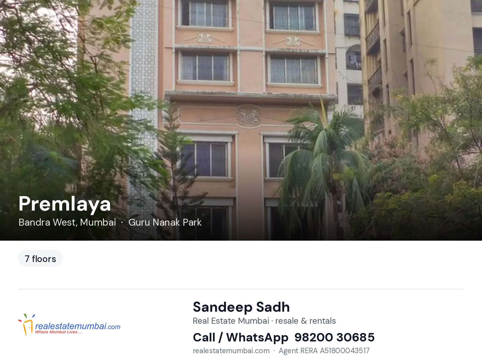 Premlaya, Bandra West, Mumbai — flats | Real Estate Mumbai, Sandeep Sadh 98200 30685