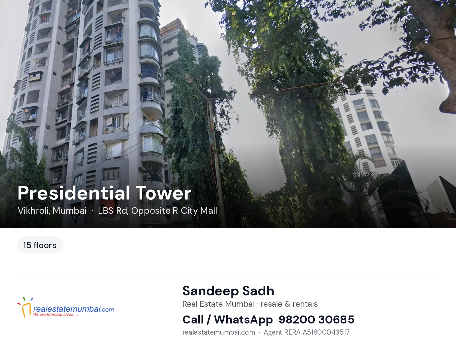 Presidential Tower, Vikhroli, Mumbai — flats | Real Estate Mumbai, Sandeep Sadh 98200 30685