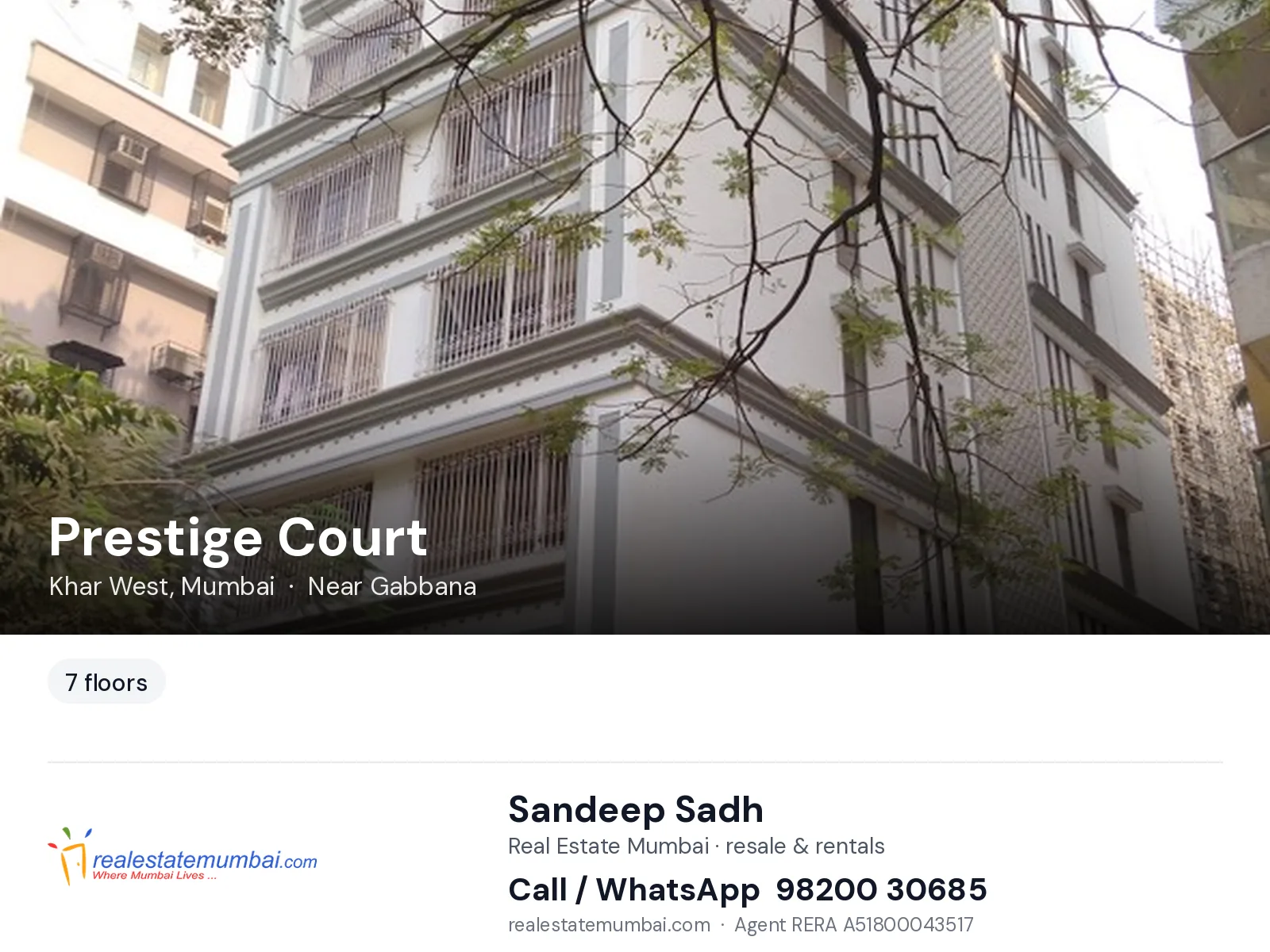 Prestige Court, Khar West, Mumbai — flats | Real Estate Mumbai, Sandeep Sadh 98200 30685
