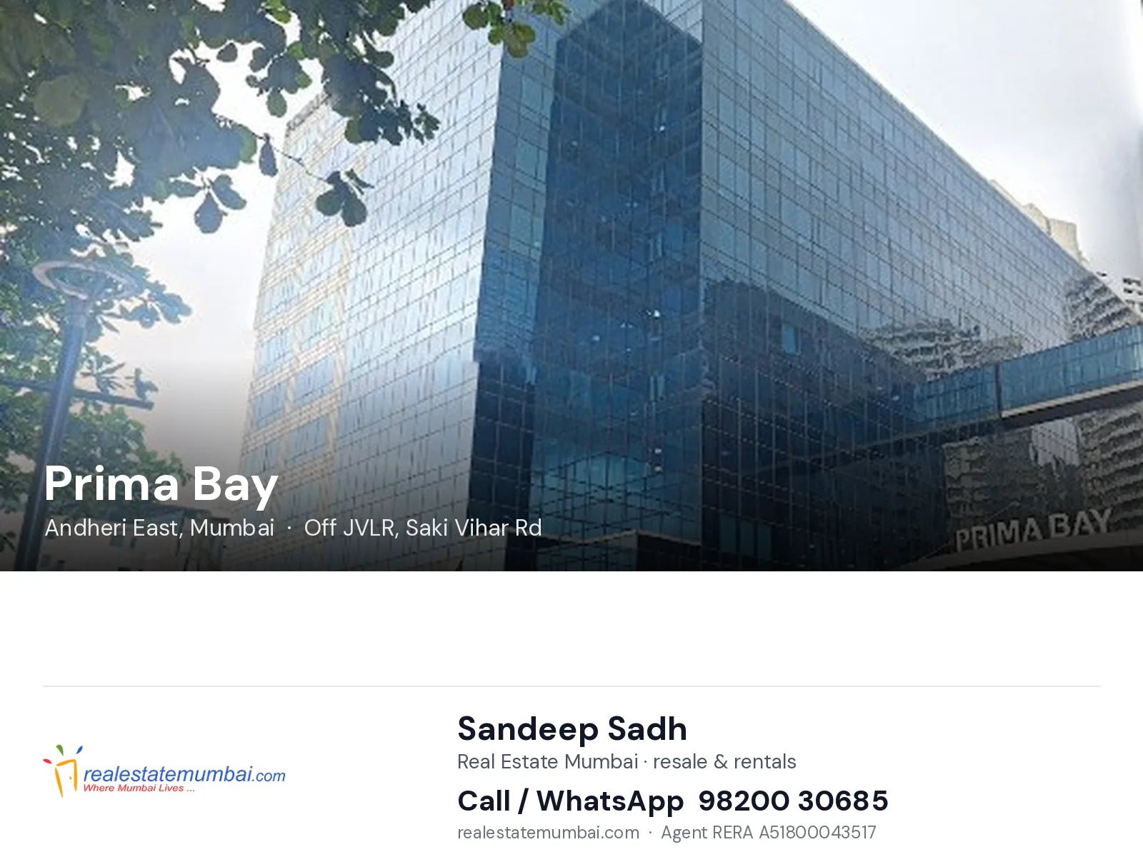 Prima Bay, Andheri East, Mumbai — flats | Real Estate Mumbai, Sandeep Sadh 98200 30685