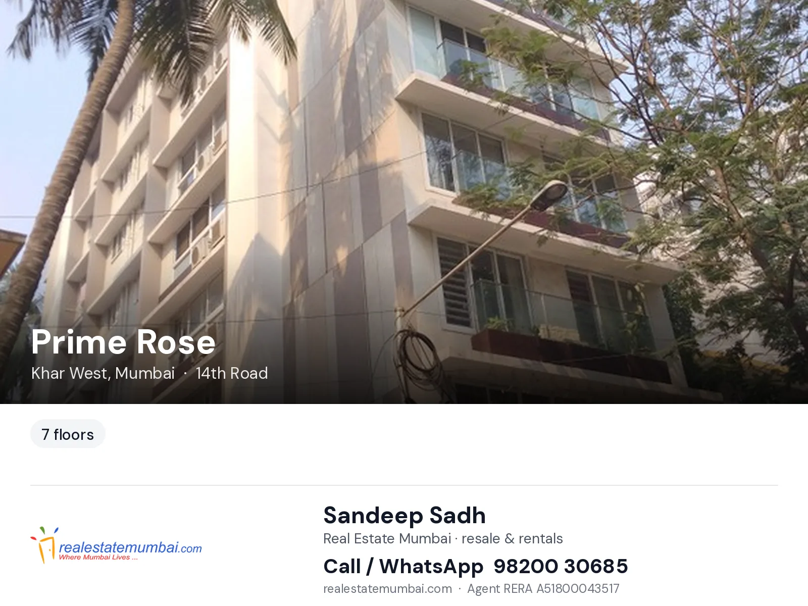 Prime Rose, Khar West, Mumbai — flats | Real Estate Mumbai, Sandeep Sadh 98200 30685