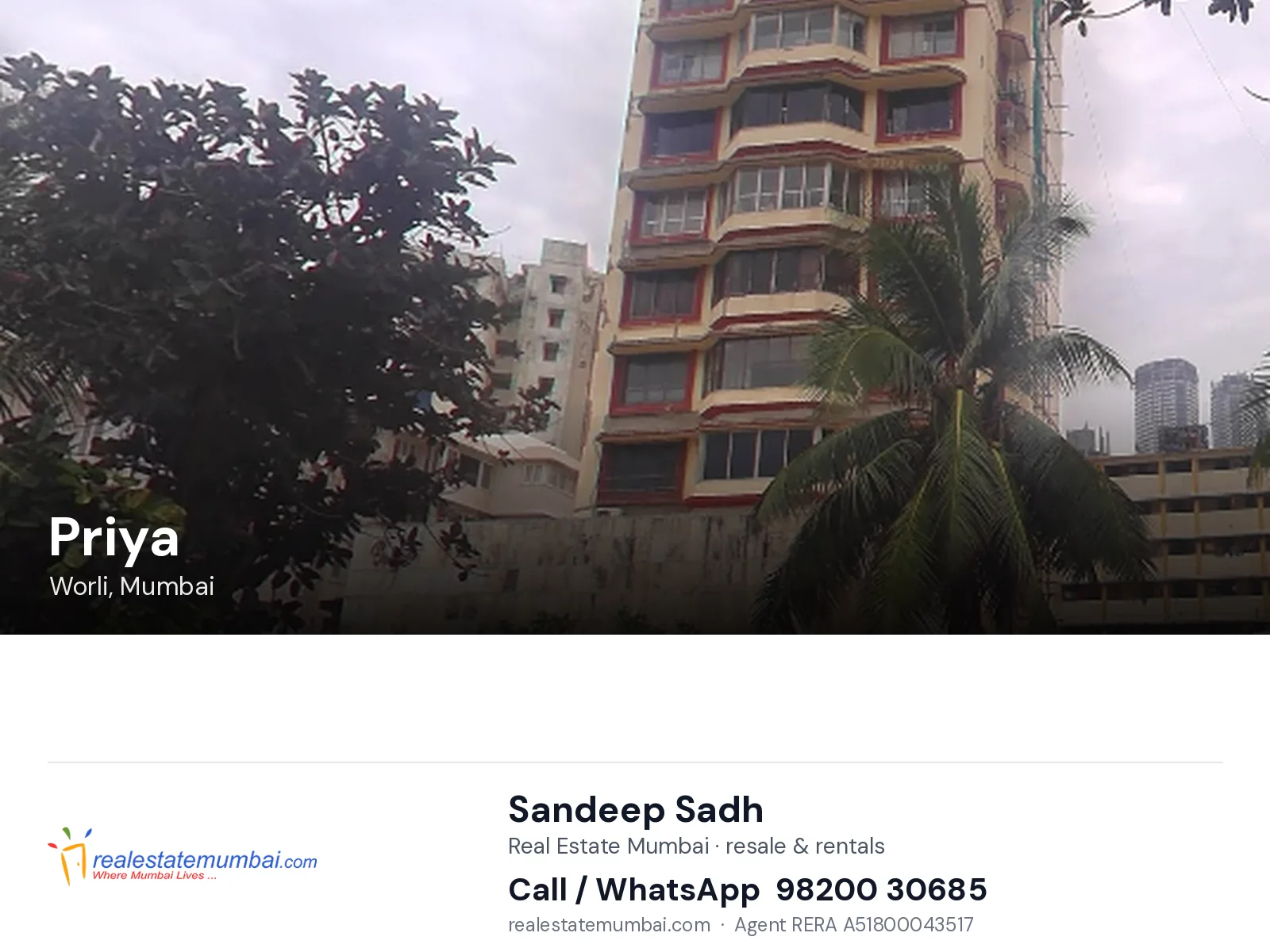 Priya, Worli, Mumbai — flats | Real Estate Mumbai, Sandeep Sadh 98200 30685