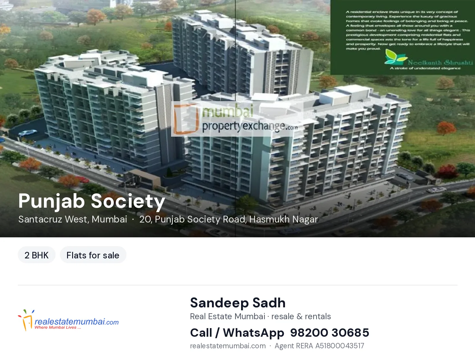 Punjab Society, Santacruz West, Mumbai — 2 BHK flats for sale | Real Estate Mumbai, Sandeep Sadh 98200 30685