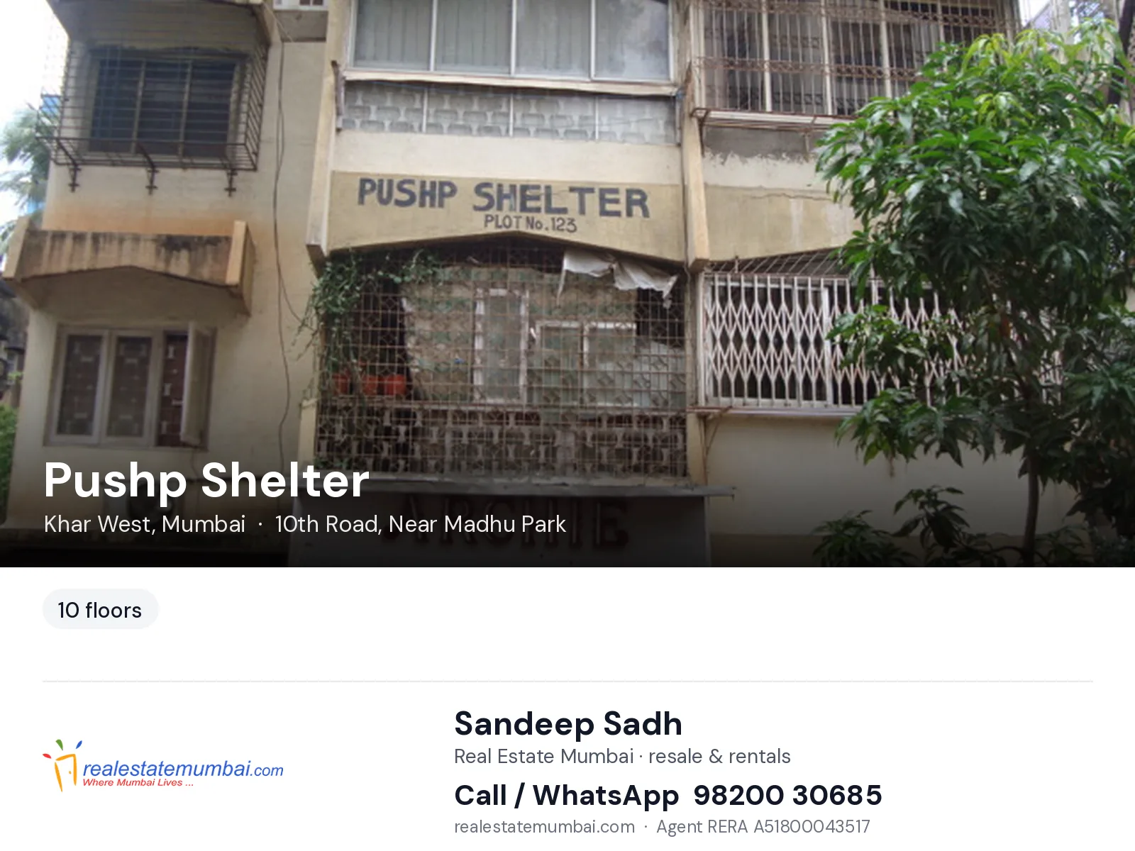 Pushp Shelter, Khar West, Mumbai — flats | Real Estate Mumbai, Sandeep Sadh 98200 30685