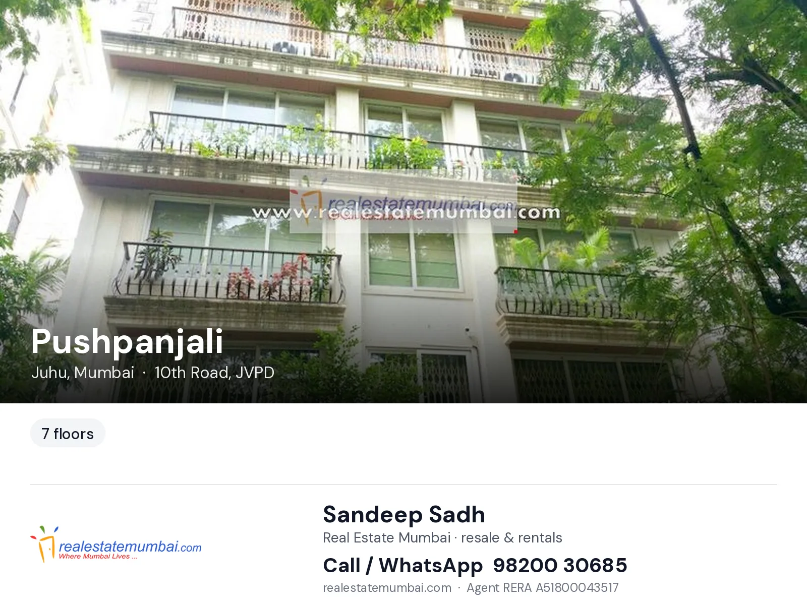 Pushpanjali, Juhu, Mumbai — flats | Real Estate Mumbai, Sandeep Sadh 98200 30685
