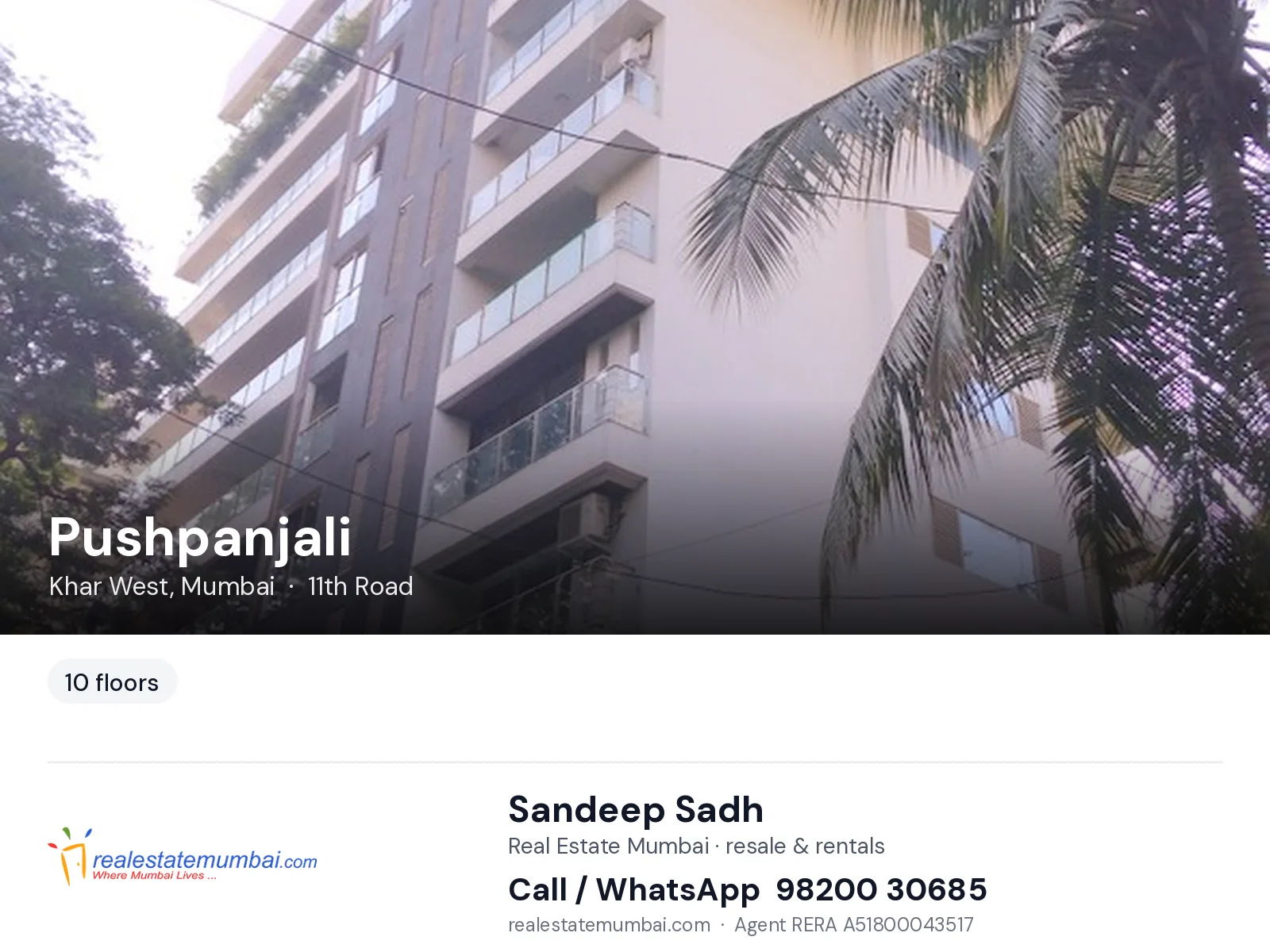 Pushpanjali, Khar West, Mumbai — flats | Real Estate Mumbai, Sandeep Sadh 98200 30685