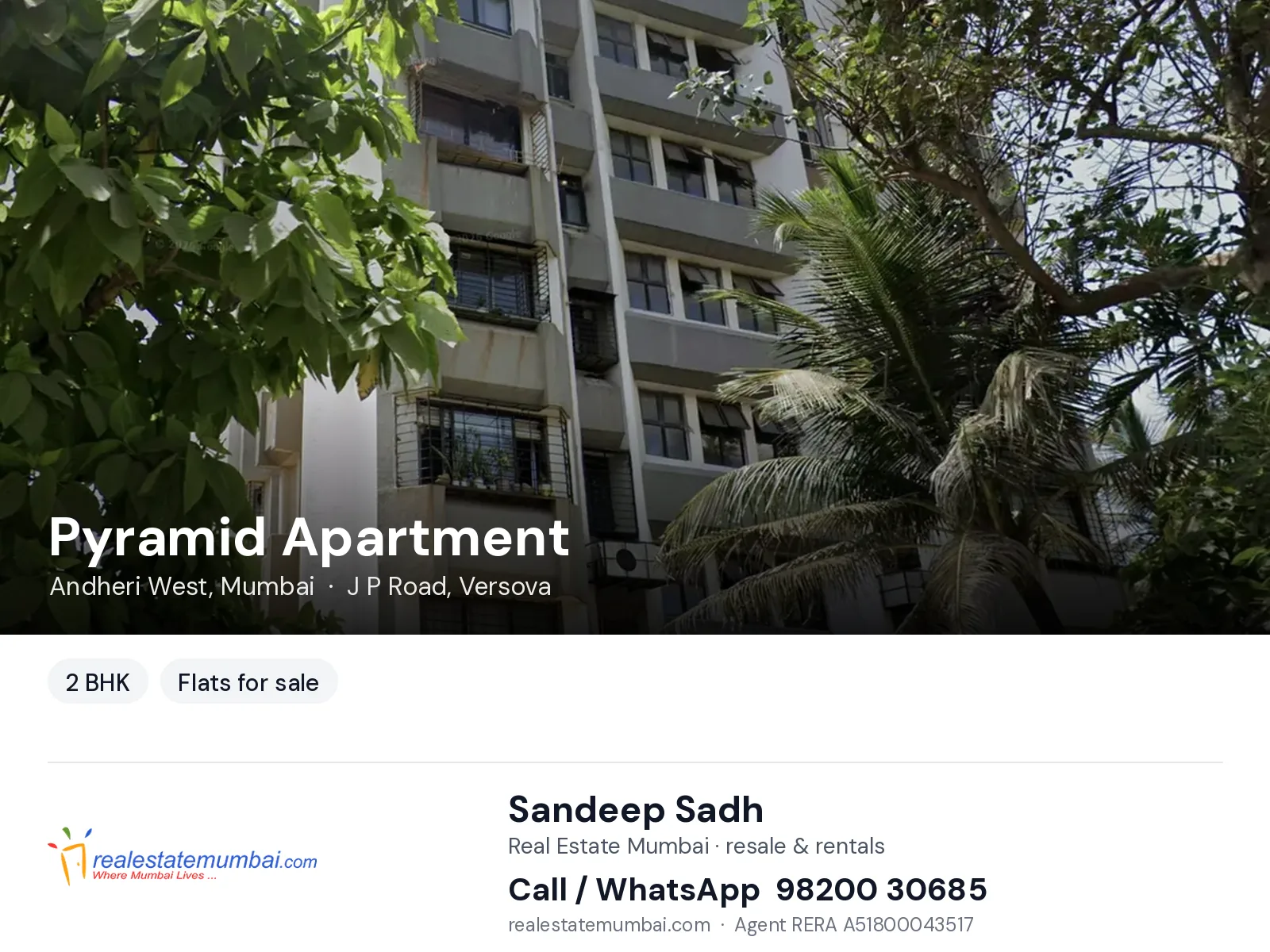 Pyramid Apartment, Andheri West, Mumbai — 2 BHK flats for sale | Real Estate Mumbai, Sandeep Sadh 98200 30685