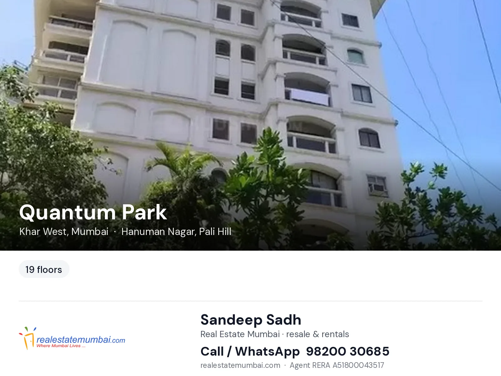 Quantum Park, Khar West, Mumbai — flats | Real Estate Mumbai, Sandeep Sadh 98200 30685