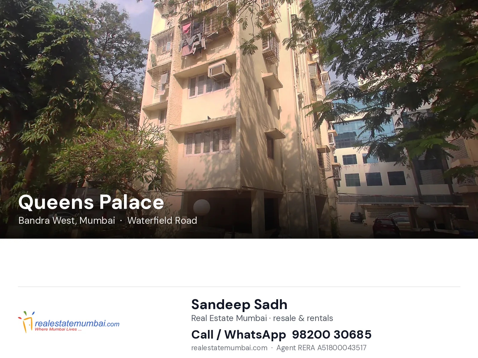 Queens Palace, Bandra West, Mumbai — flats | Real Estate Mumbai, Sandeep Sadh 98200 30685
