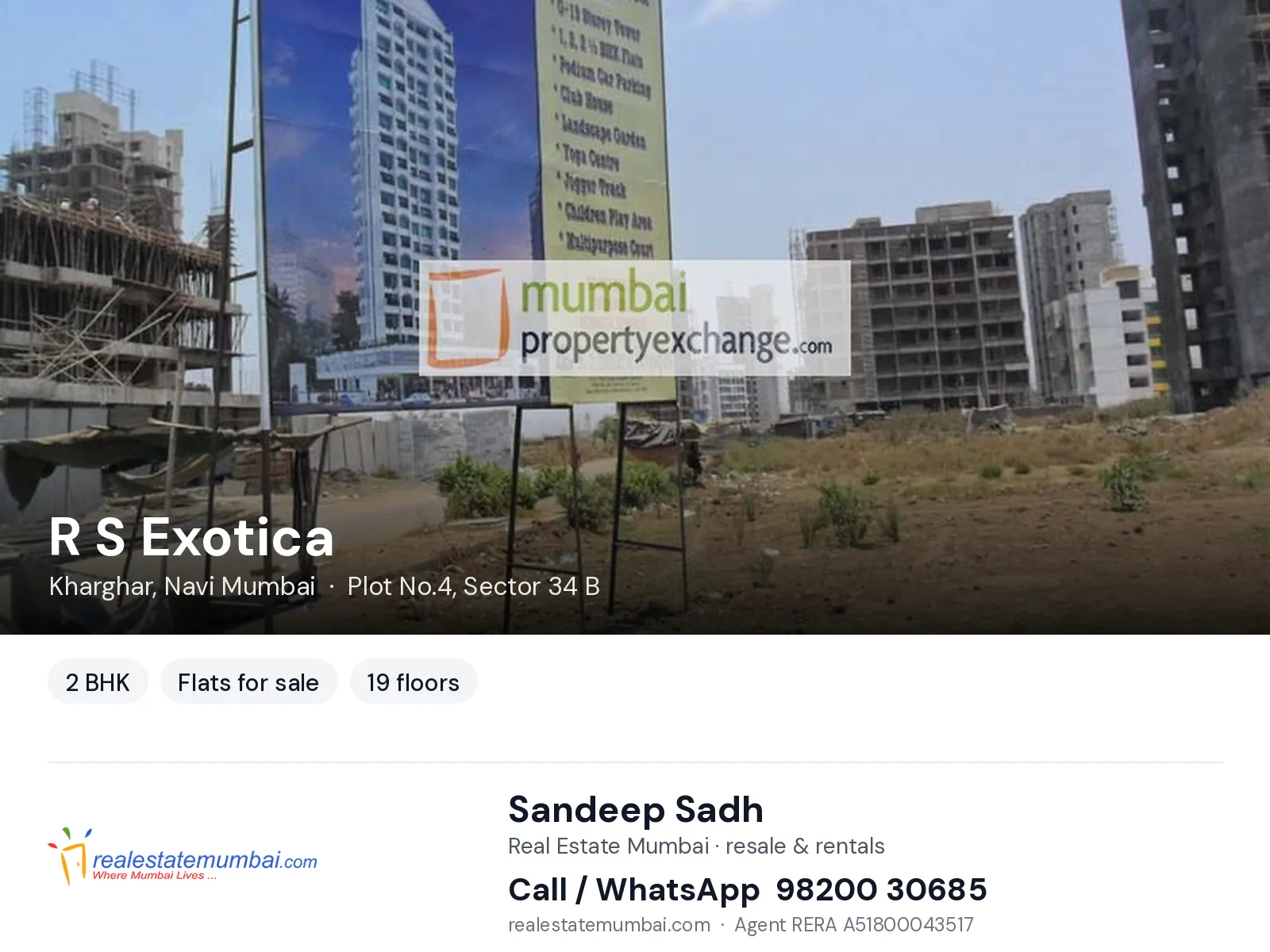 R S Exotica, Kharghar, Navi Mumbai — 2 BHK flats for sale | Real Estate Mumbai, Sandeep Sadh 98200 30685
