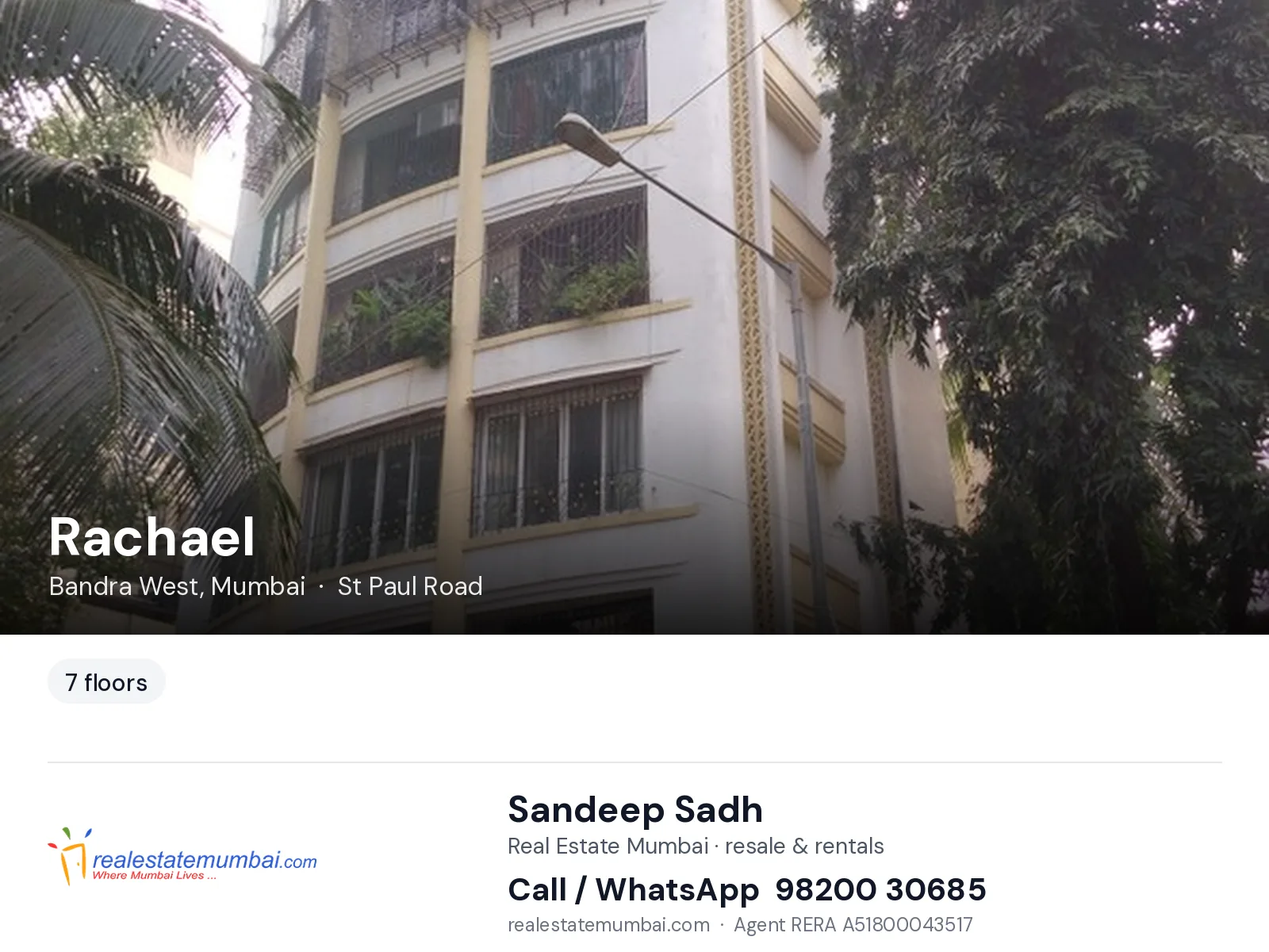 Rachael, Bandra West, Mumbai — flats | Real Estate Mumbai, Sandeep Sadh 98200 30685