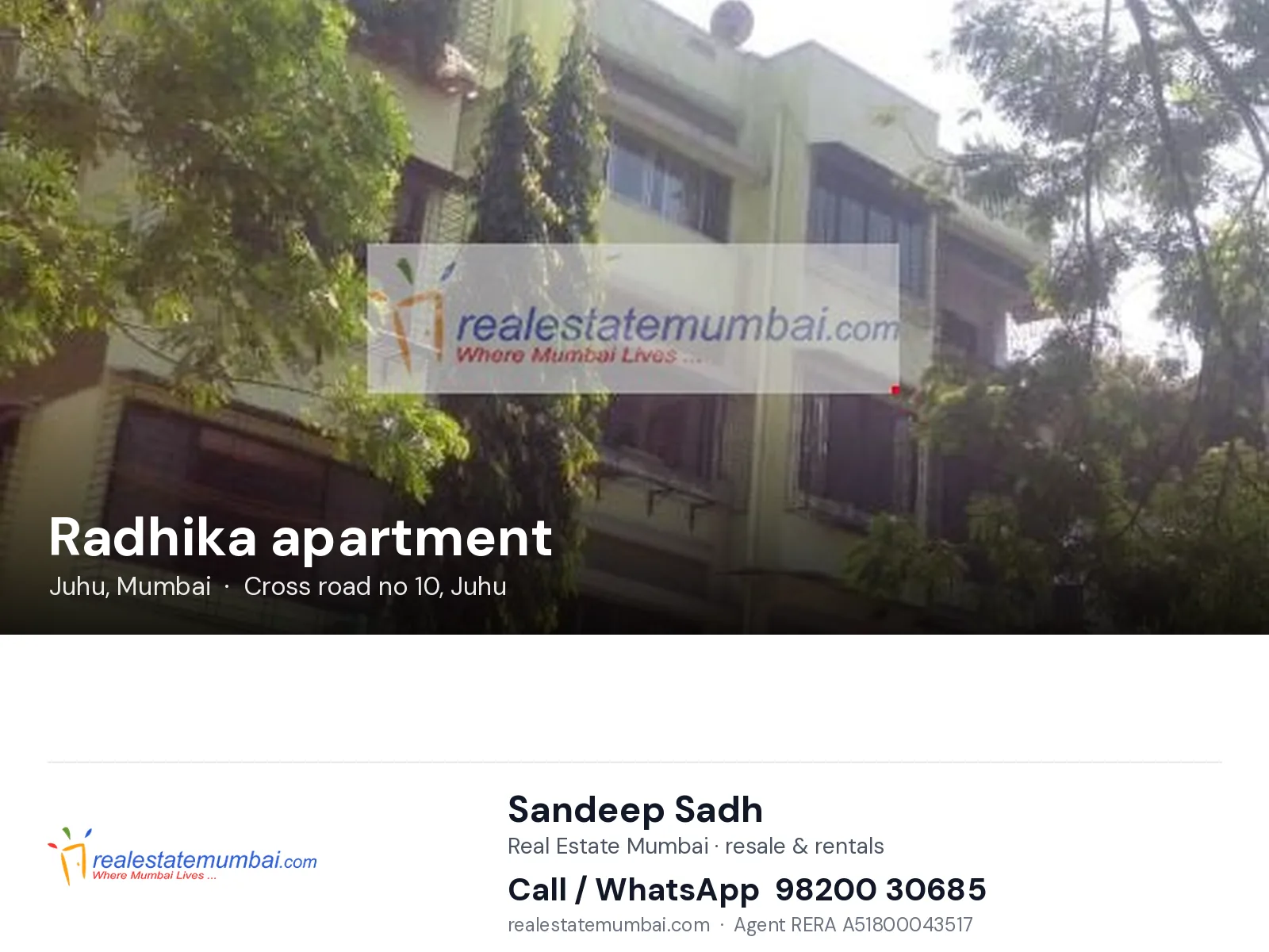 Radhika apartment, Juhu, Mumbai — flats | Real Estate Mumbai, Sandeep Sadh 98200 30685